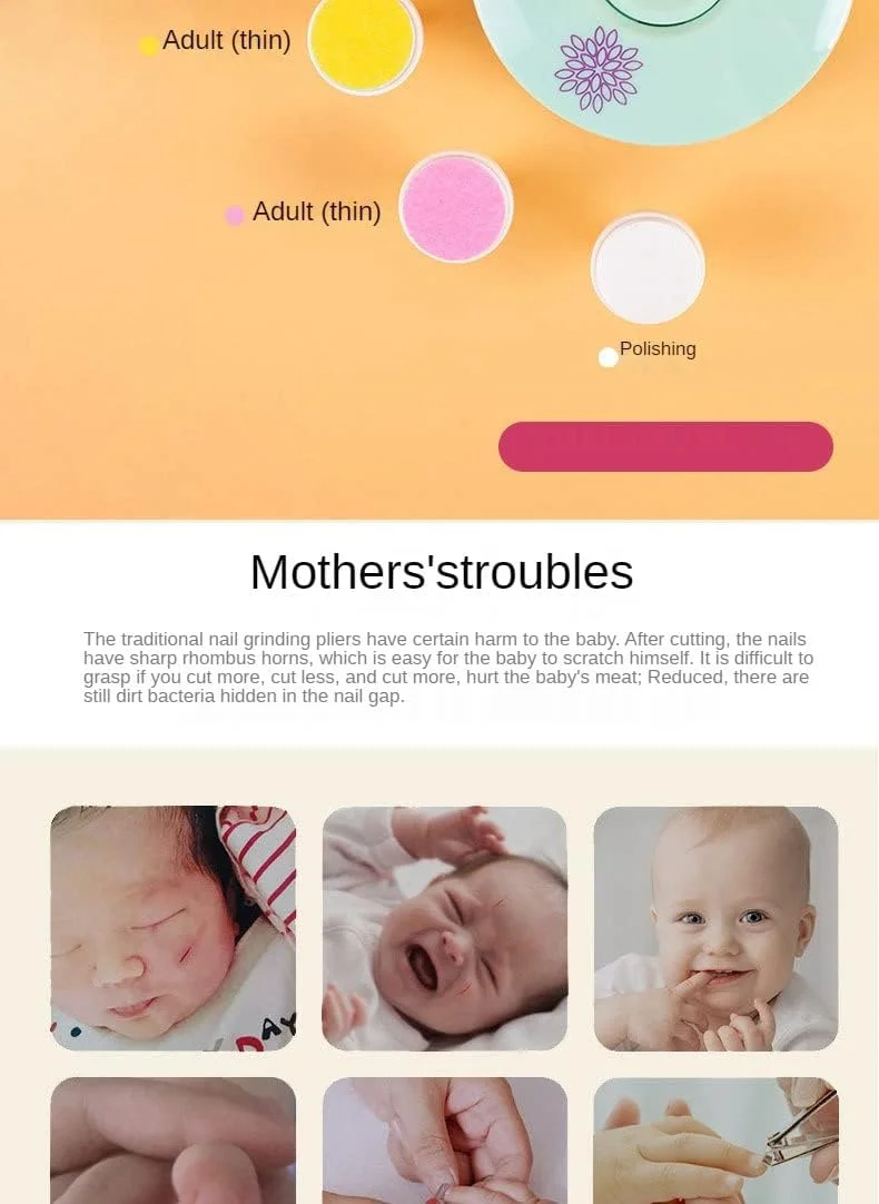 سوهان ناخن برقی کودک، سوهان ناخن دستی نوزاد، ناخن گیر بی صدا با سری های سنگ زنی قابل تعویض، سوهان ناخن برای ناخن های انگشتان دست و پا، هدیه ای برای کودکان (CC) سوهان ناخن برقی کودک، سوهان ناخن دستی نوزاد، ناخن گیر بی صدا با سری های سنگ زنی قابل تعویض، سوهان ناخن برای ناخن های انگشتان دست و پا، هدیه ای برای کودکان (CC)