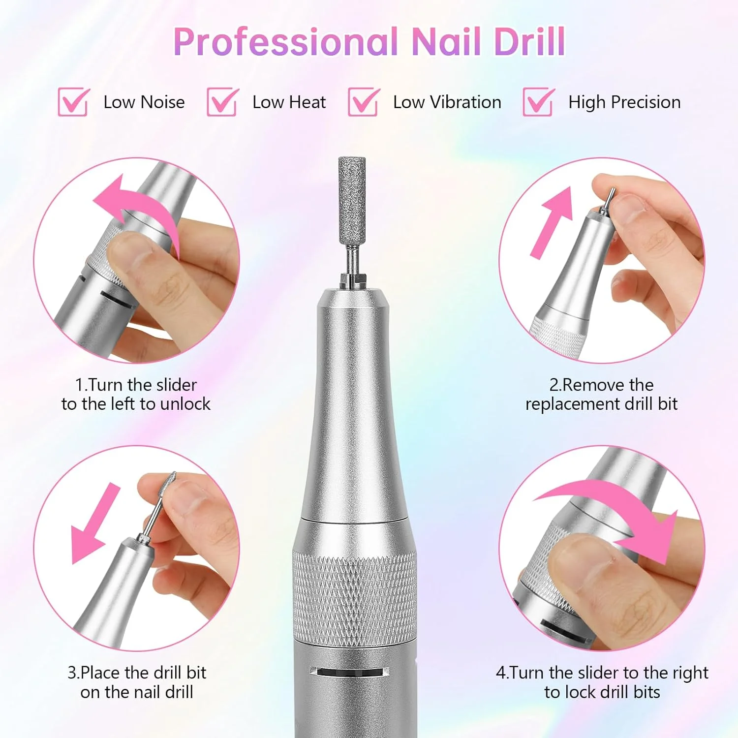 دستگاه سوهان برقی ناخن - 45000 دور در دقیقه، قابل حمل丨کیت سوهان برقی ناخن شارژی با 11 سر سوهان و پایه丨صفحه نمایش LED丨فوق العاده بی صدا، دستگاه سوهان ناخن شارژی برای پولیش ژل ناخن های اکریلیک (صورتی) دستگاه سوهان برقی ناخن - 45000 دور در دقیقه، قابل حمل丨کیت سوهان برقی ناخن شارژی با 11 سر سوهان و پایه丨صفحه نمایش LED丨فوق العاده بی صدا، دستگاه سوهان ناخن شارژی برای پولیش ژل ناخن های اکریلیک (صورتی)