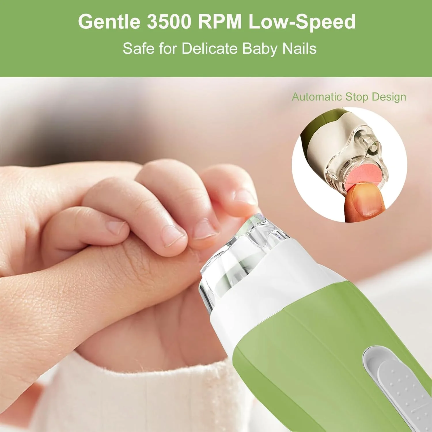 ست ناخن گیر برقی نوزاد، سوهان ناخن ملایم نوزاد با چراغ LED، دارای 6 سری سمباده، عملکرد بی صدا، طراحی ضد گرد و غبار برای مراقبت از نوزاد، کودک نوپا و بزرگسالان، سبز ست ناخن گیر برقی نوزاد، سوهان ناخن ملایم نوزاد با چراغ LED، دارای 6 سری سمباده، عملکرد بی صدا، طراحی ضد گرد و غبار برای مراقبت از نوزاد، کودک نوپا و بزرگسالان، سبز