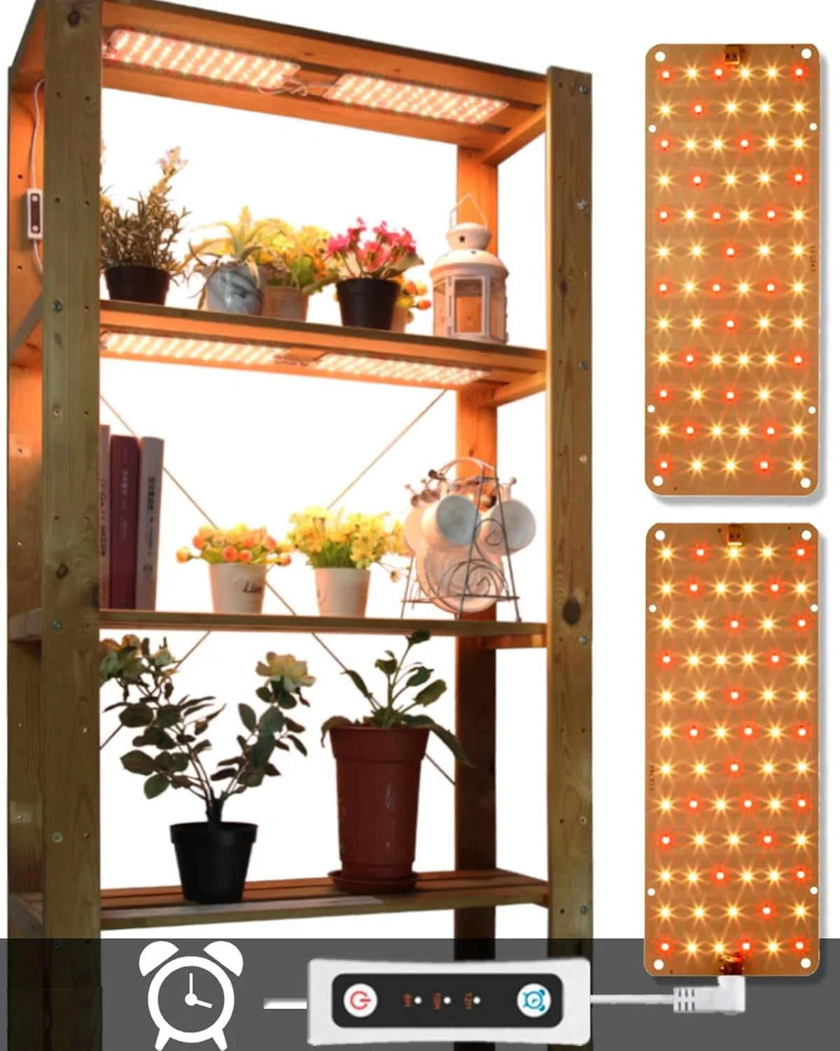 چراغ رشد گیاه APLANT، چراغ های رشد LED فوق العاده نازک 20 واتی برای گیاهان داخلی طیف کامل، چراغ گیاه تایمر 6/10/12 ساعته، نوار لامپ رشد گیاه 132 LED زیر کابینت برای نهال ها، سبزیجات، گل ها (2 عدد)