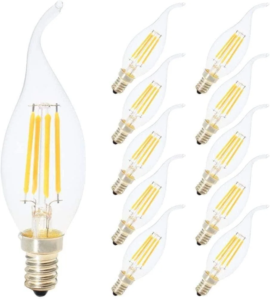 لامپ ال ای دی رشته ای کم مصرف Light Accents مناسب فضای داخلی و خارجی، C35 E14 4W، 400 لومن، 3000K، زرد گرم، همه جهته، پایه شمعدانی (بسته 20 عددی شمعی)