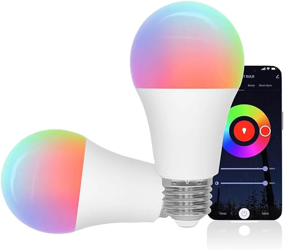 لامپ هوشمند LED وای فای 12 وات چند رنگ – تغییر رنگ RGB+CCT، 1050 لومن، کنترل صوتی (الکسا/دستیار گوگل)، همگام سازی موسیقی، تایمر، کار با 100-240 ولت – لامپ وای فای دیمر شونده برای خانه، مهمانی ها و دکور لامپ هوشمند LED وای فای 12 وات چند رنگ – تغییر رنگ RGB+CCT، 1050 لومن، کنترل صوتی (الکسا/دستیار گوگل)، همگام سازی موسیقی، تایمر، کار با 100-240 ولت – لامپ وای فای دیمر شونده برای خانه، مهمانی ها و دکور