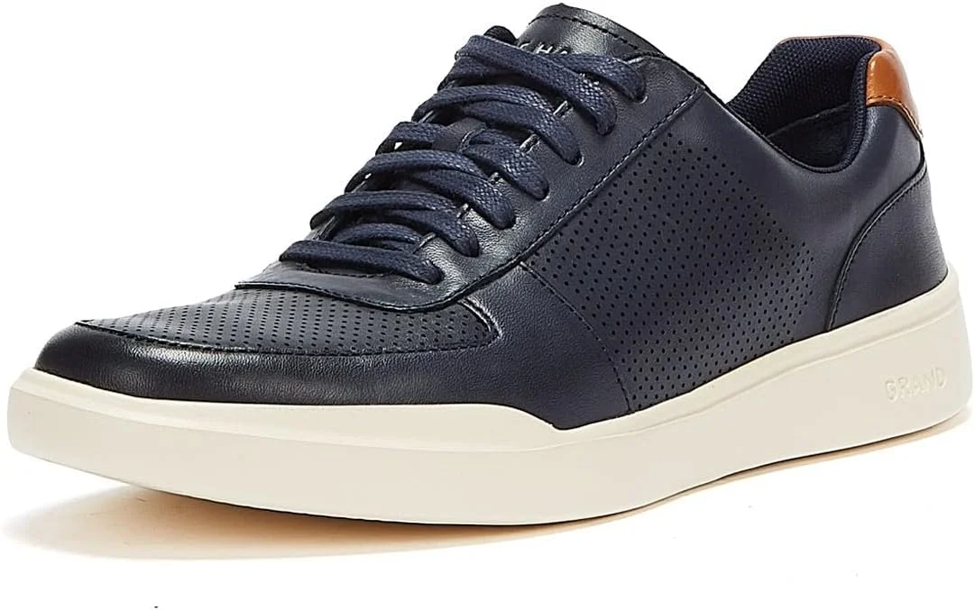 کفش کتانی مردانه کول هان Grand Crosscourt Modern Perforated رنگ Peacoat/British TAN سایز 8, 41 EU