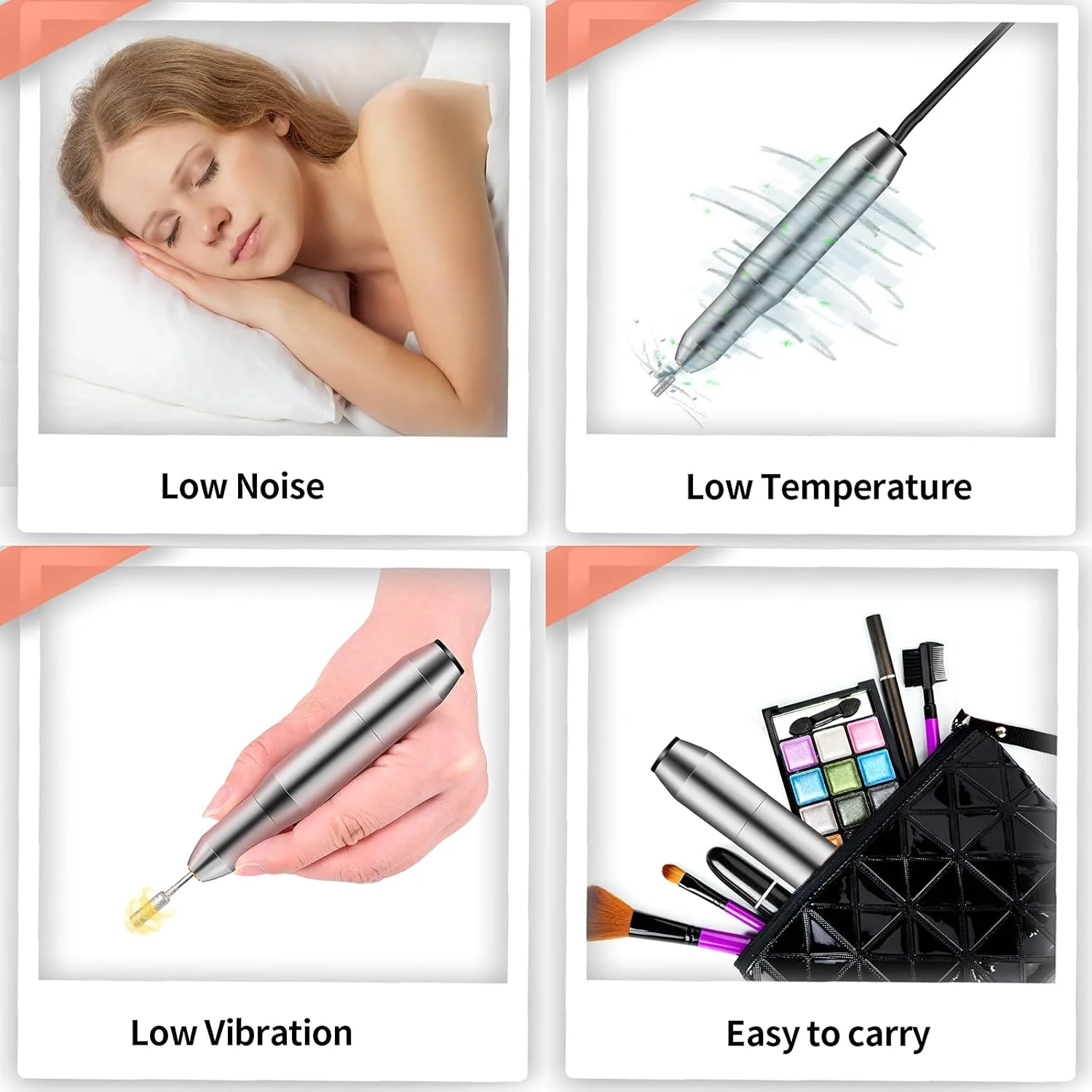 ست دریل ناخن، کیت دریل برقی قابل حمل DELIFO با 6 سری و 6 نوار سنباده، ابزار حرفه ای مانیکور پدیکور برای ناخن های اکریلیک، شکل دهی و پولیش، قابل شارژ USB (معمولی)