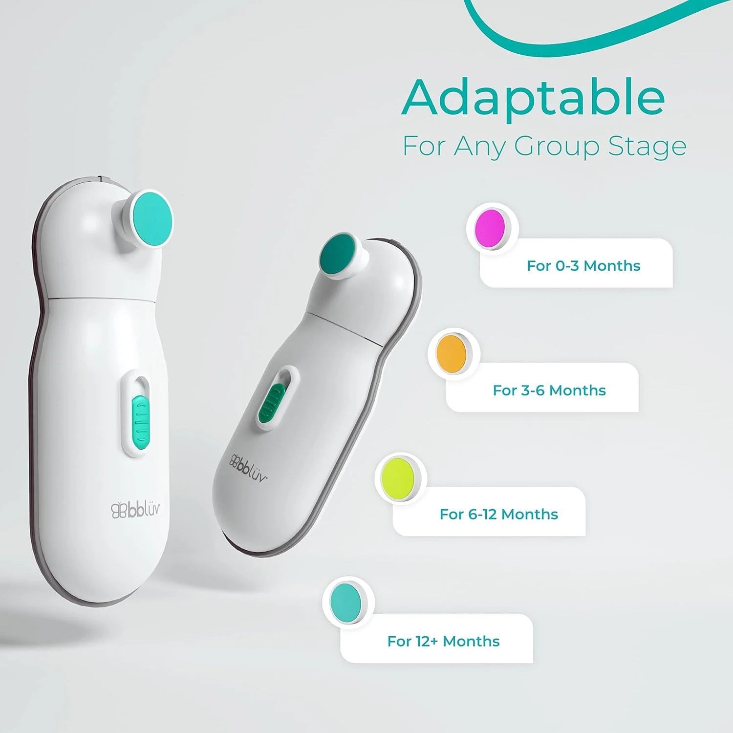 bblüv - Trimö - سوهان ناخن برقی کودک - سوهان ناخن کودک برای نوزاد و کودک نوپا (0 تا 12 ماه +)، ناخن گیر ملایم و بی صدا، کیت اصلی Trimö