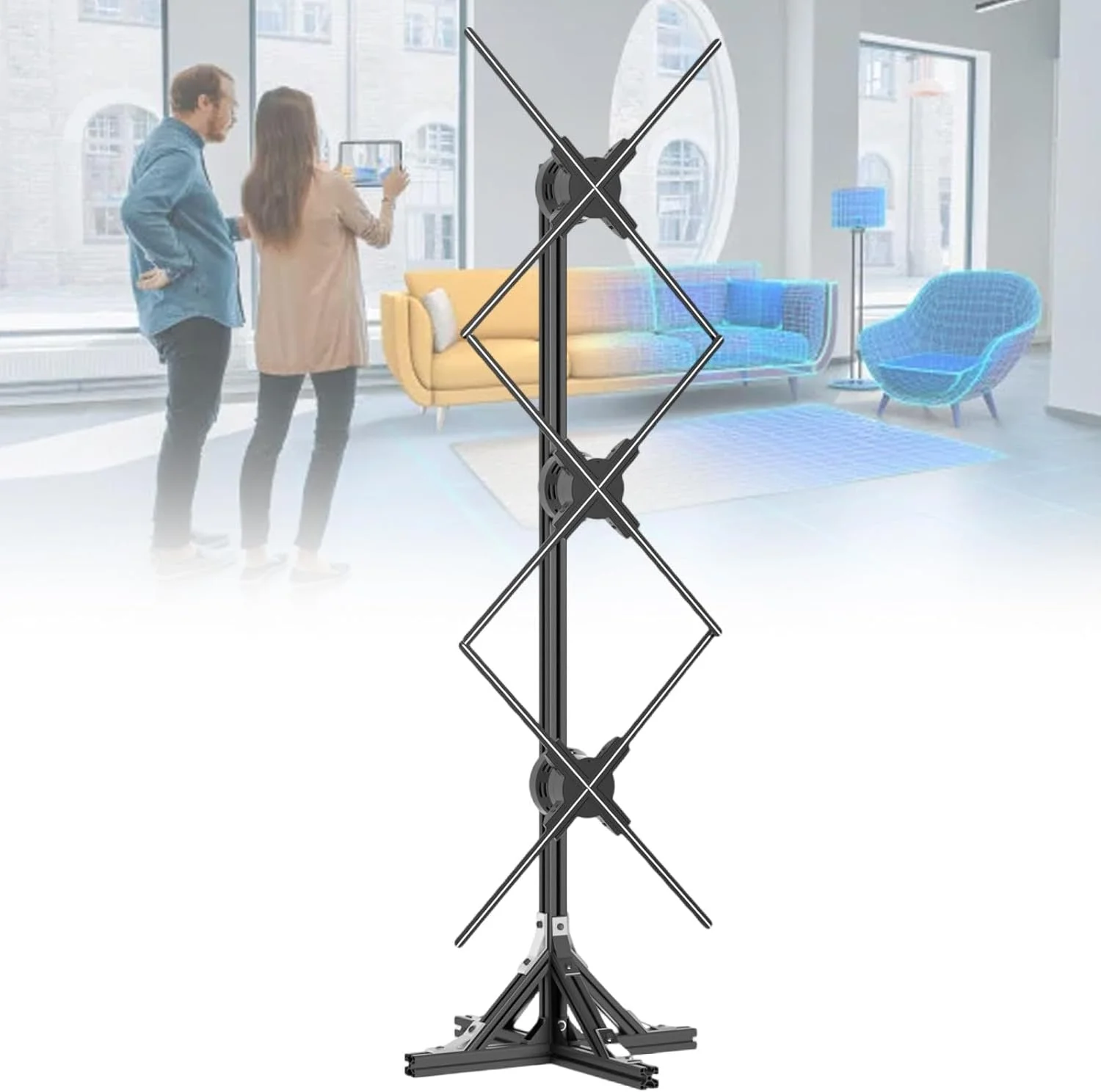 دستگاه پروژکتور هولوگرام چرخشی 1x3، برای حمل و نقل شهری، پروژکتور ویدیویی انیمیشن هولوگرافیک نوع اتصال سه بعدی 624 مهره LED