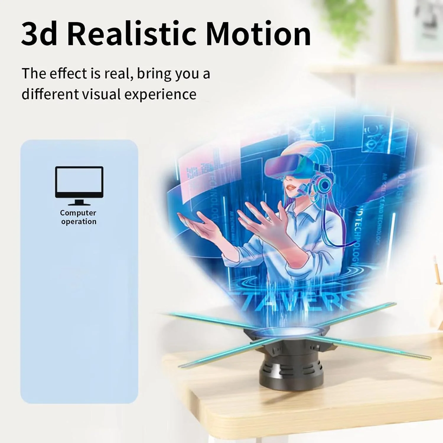 دستگاه تبلیغاتی هولوگرافی سه بعدی 60 سانتی متری PacuM، فن پروژکتور وای فای، صفحه نمایش LED چرخان، تصویربرداری معلق، پروژکتور هولوگرام