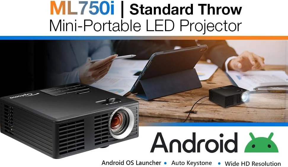 پروژکتور LED قابل حمل کوچک تجاری اپتوما ML750i - WXGA 1280 x 800، 450/700 لومن، زیر 450 گرم، پخش از طریق HDMI، USB-A یا MicroSD، انعکاس صفحه نمایش به صورت بی سیم با دستگاه های تلفن همراه پروژکتور LED قابل حمل کوچک تجاری اپتوما ML750i - WXGA 1280 x 800، 450/700 لومن، زیر 450 گرم، پخش از طریق HDMI، USB-A یا MicroSD، انعکاس صفحه نمایش به صورت بی سیم با دستگاه های تلفن همراه