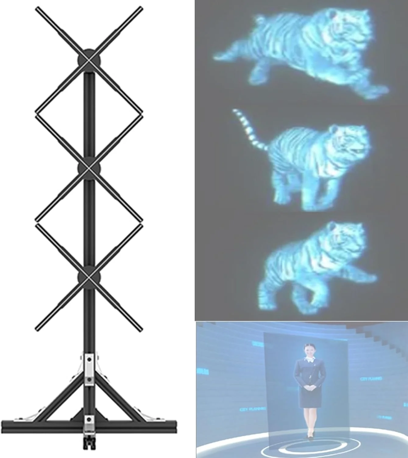 فن هولوگرام سه بعدی NDYJFLB، نمایشگر تبلیغاتی هولوگرافیک با WiFi، برنامه، نمایشگر پروژکتور ویدیویی انیمیشن سه بعدی برای تبلیغات، نمایشگاه، فروشگاه، بار - پشتیبانی از بلندگوی بلوتوث