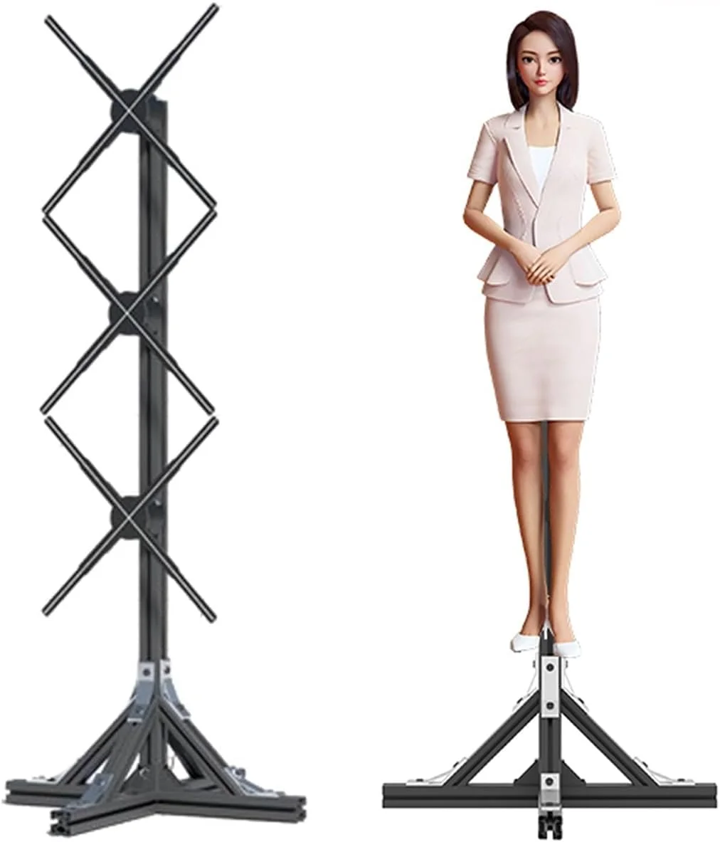 فن هولوگرام سه بعدی NDYJFLB، دستگاه تبلیغاتی عمودی 20.5 اینچ/23.6 اینچ، پروژکتور هولوگرام چرخشی، 3 واحد اتصال با برنامه و WiFi، کنترل از راه دور (تک رنگ 52 سانتی متر)