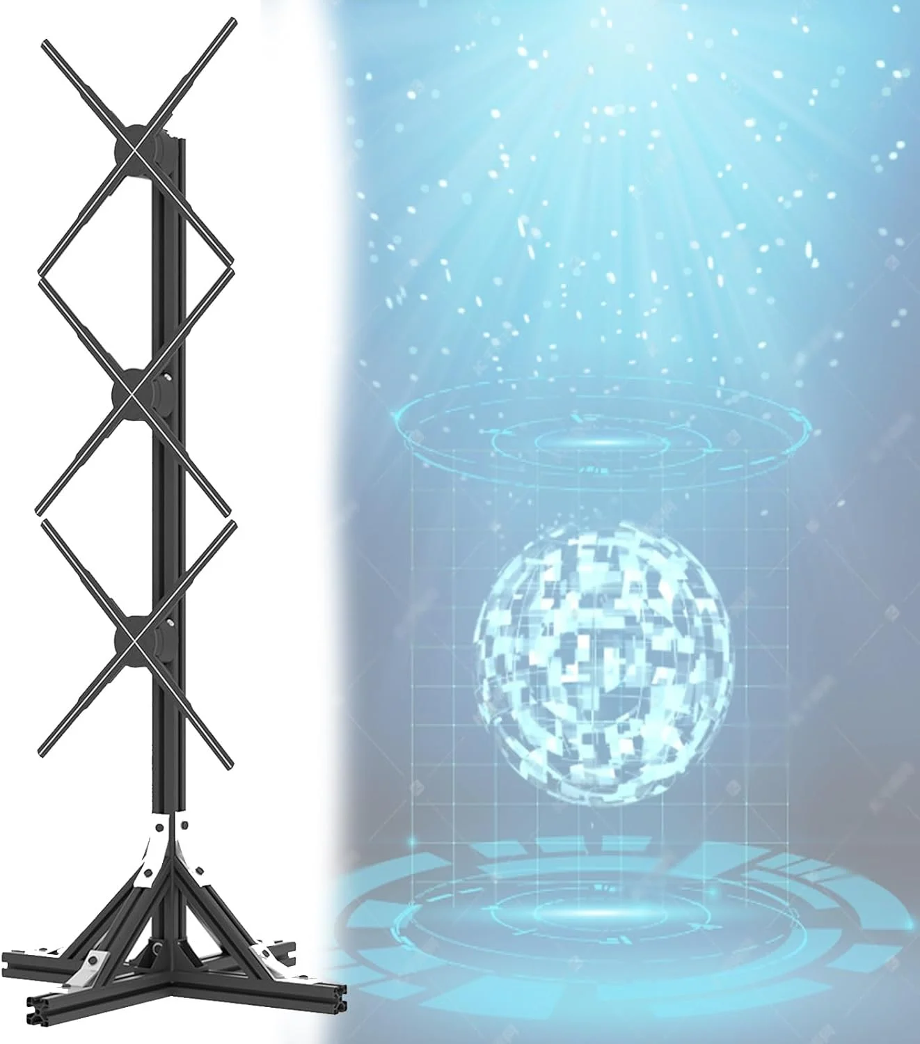 پروژکتور هولوگرام سه بعدی NDYJFLB - فن هولوگرافی 48 سانتی متری 1x3 برای تابلوهای فروشگاه های تجاری، بار، مهمانی، نمایشگر پروژکتور ویدیویی انیمیشن سه بعدی - پشتیبانی از بلندگوی بلوتوث و کنترل برنامه کامپیوتر