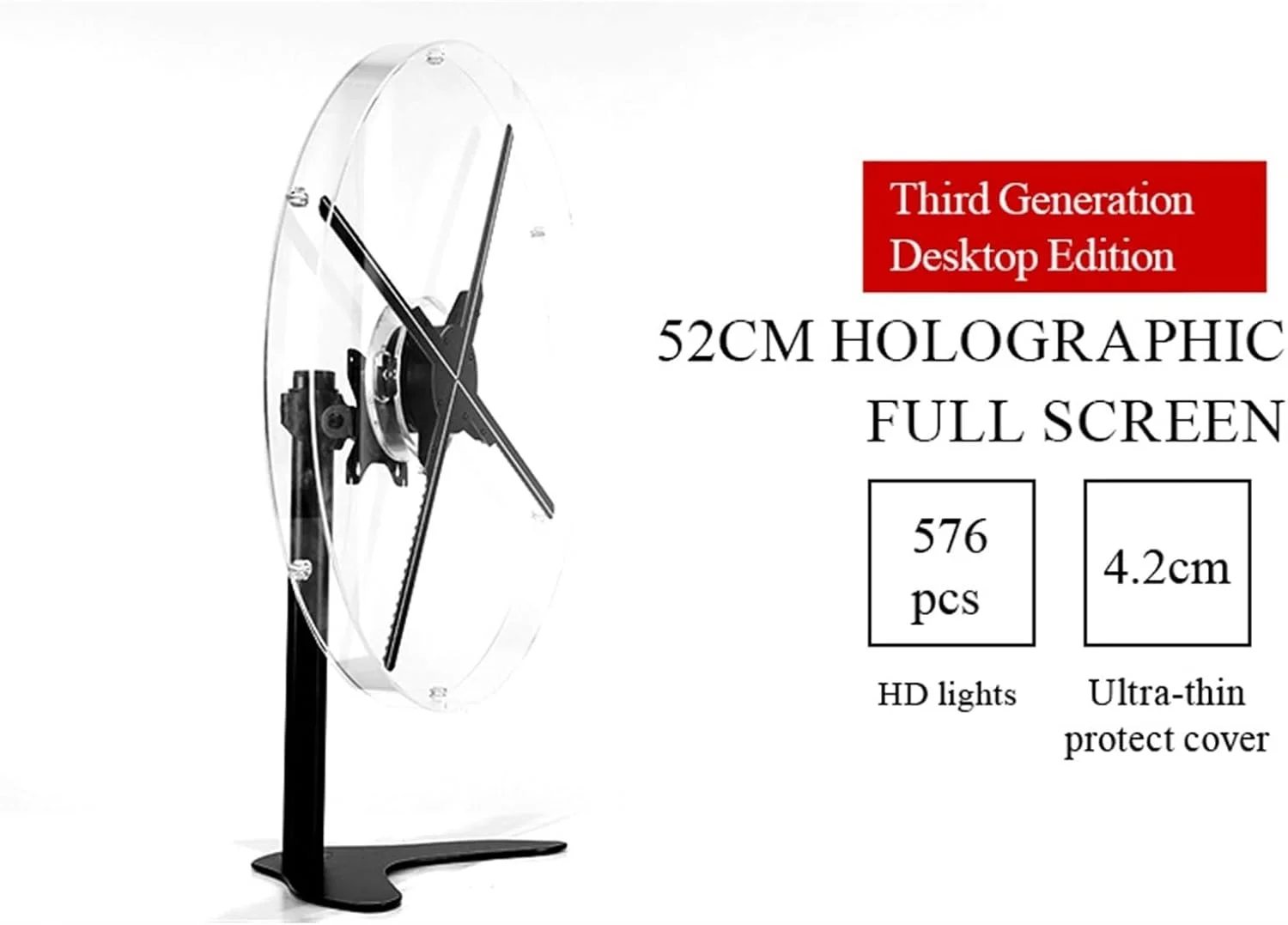 فن نمایشگر LED هولوگرام سه بعدی با پوشش اکریلیک 52 سانتی متری برای تبلیغات