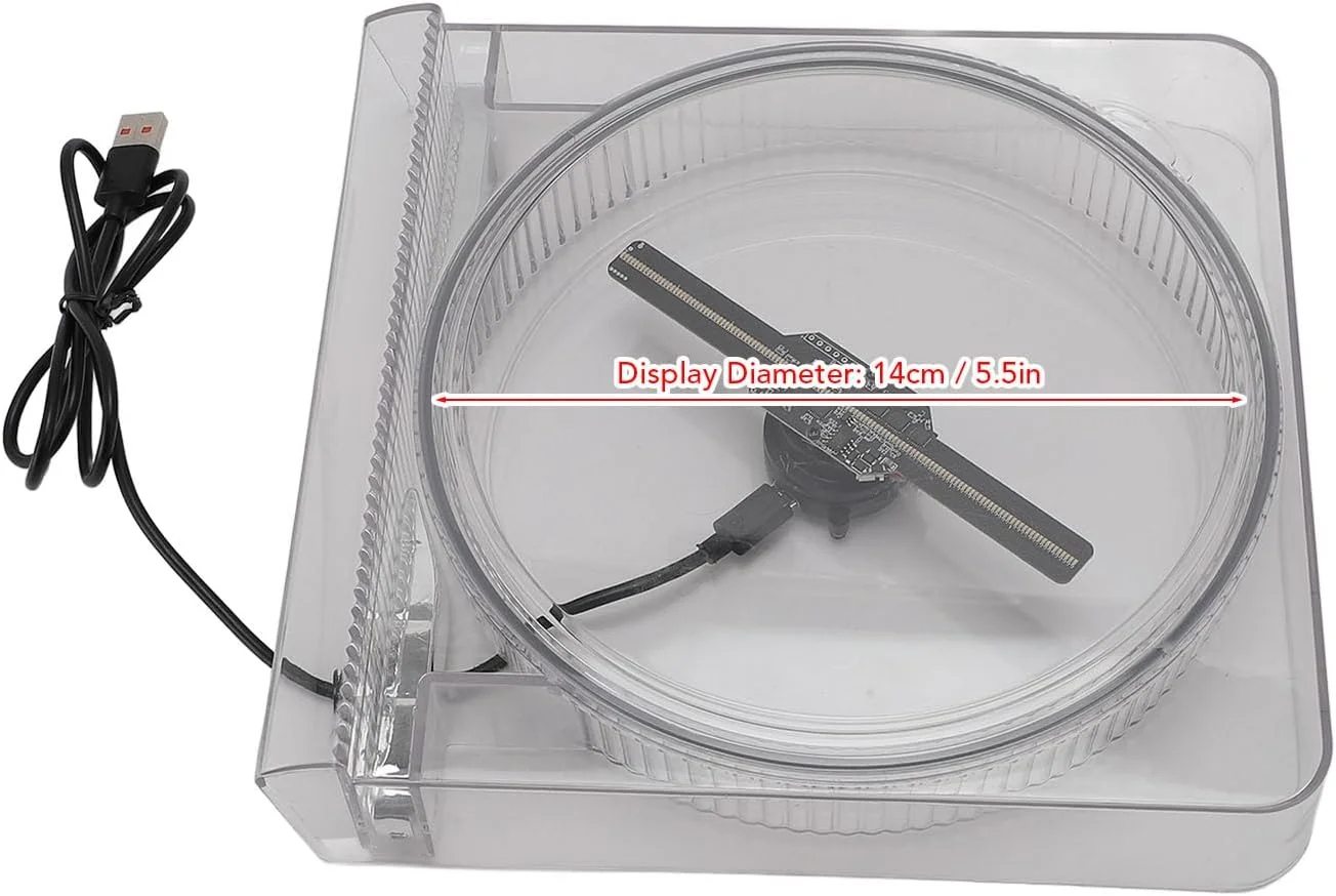 فن هولوگرام سه بعدی LICAEVEY، پروژکتور هولوگرافی 14 سانتی متری با 128 LED و زاویه دید 170 درجه، رزولوشن 2000x128، کنترل برنامه، نمایشگر فن LED سه بعدی برای تجارت، فروشگاه، مهمانی