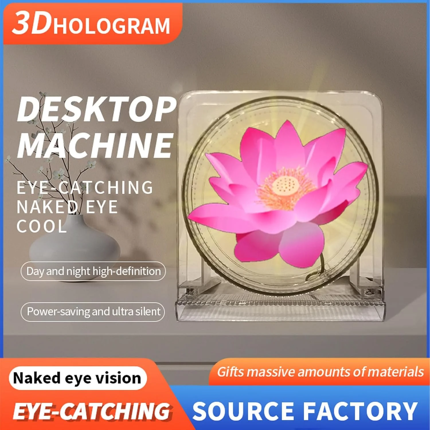 فن هولوگرام سه بعدی LICAEVEY، پروژکتور هولوگرافی 14 سانتی متری با 128 LED و زاویه دید 170 درجه، رزولوشن 2000x128، کنترل برنامه، نمایشگر فن LED سه بعدی برای تجارت، فروشگاه، مهمانی