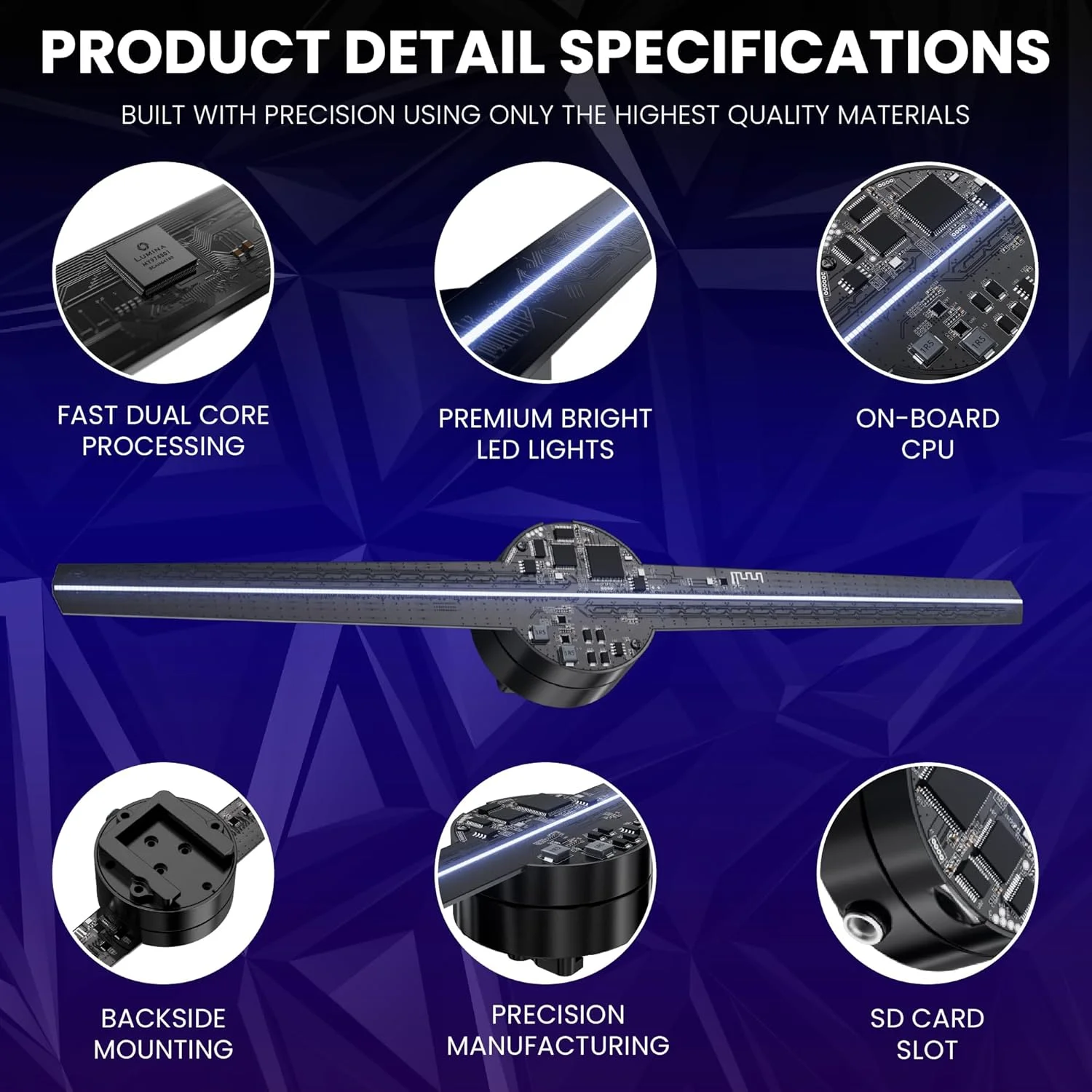 فن هولوگرافی سه بعدی لومینا 17 اینچ، فن هولوگرام با نمایشگر پروژکتور ویدئویی سه بعدی، کنترل برنامه IOS/Android Wi-Fi، رزولوشن HD 1600x384px، صدای بلوتوث، کتابخانه ویدیویی سه بعدی رایگان، MP4، MOV، AVI، JPEG، PNG فن هولوگرافی سه بعدی لومینا 17 اینچ، فن هولوگرام با نمایشگر پروژکتور ویدئویی سه بعدی، کنترل برنامه IOS/Android Wi-Fi، رزولوشن HD 1600x384px، صدای بلوتوث، کتابخانه ویدیویی سه بعدی رایگان، MP4، MOV، AVI، JPEG، PNG
