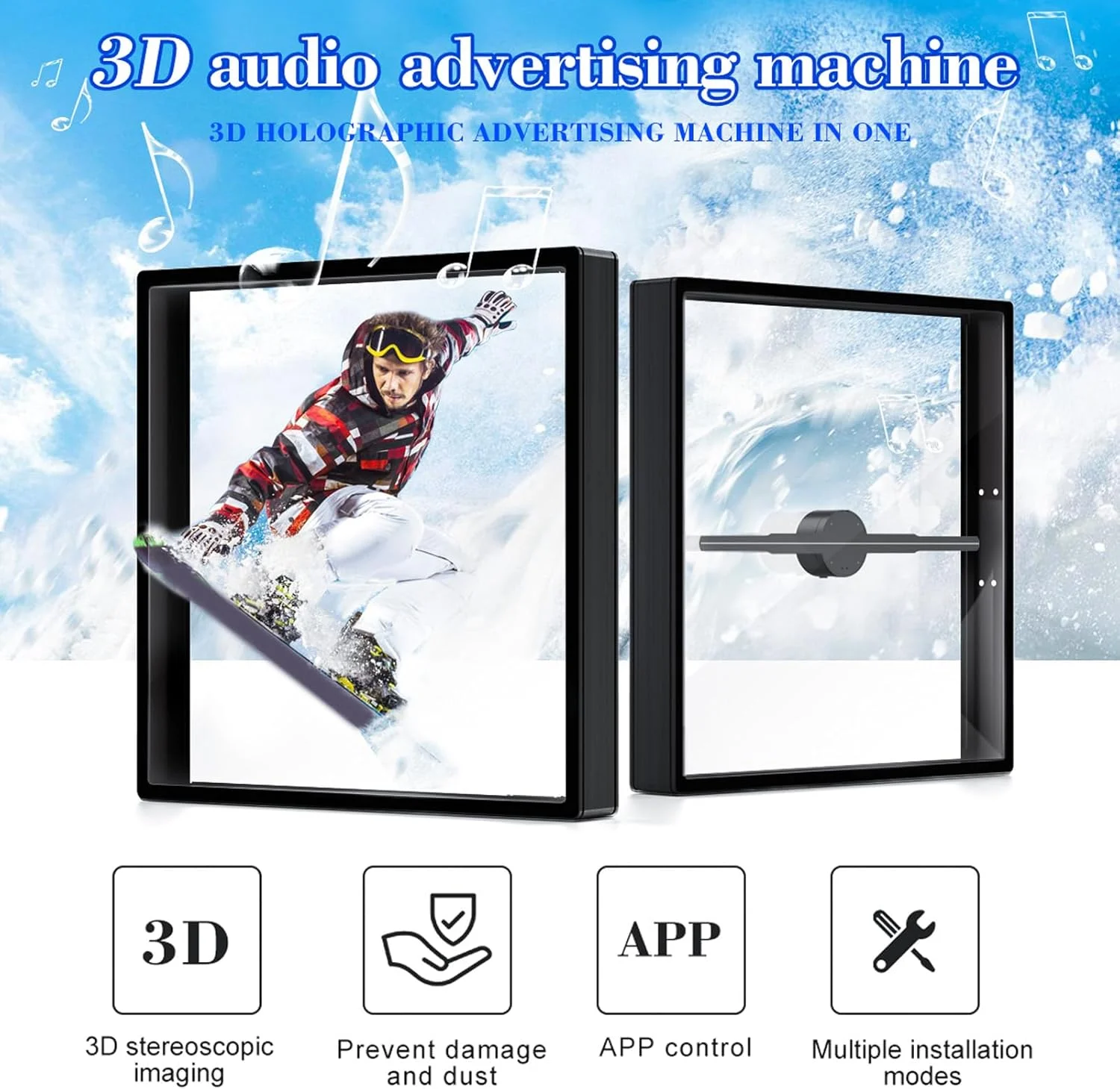 فن هولوگرام سه بعدی Jectse، پروژکتور تبلیغاتی هولوگرام سه بعدی 17.7 اینچی با 576 مهره LED، دستگاه تبلیغاتی هولوگرام سه بعدی 16 گیگابایتی با پوشش اکریلیک، برای فروشگاه ها، مغازه ها و بارها (UK)