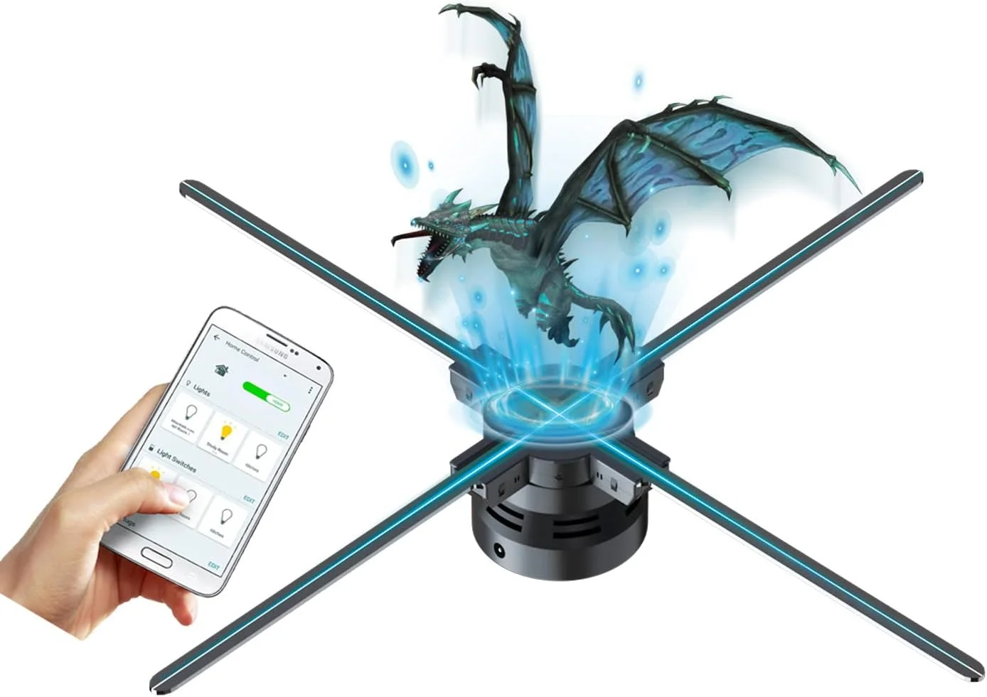 فن هولوگرام سه بعدی Missyou 25.6 اینچی، پروژکتور هولوگرام سه بعدی LED HD، نمایشگر تبلیغاتی درخت کریسمس هولوگرافی با ریموت، بلوتوث، اتصال، کتابخانه 1500+ ویدئویی برای تابلوهای فروشگاه تجاری، بار، مهمانی، هالووین