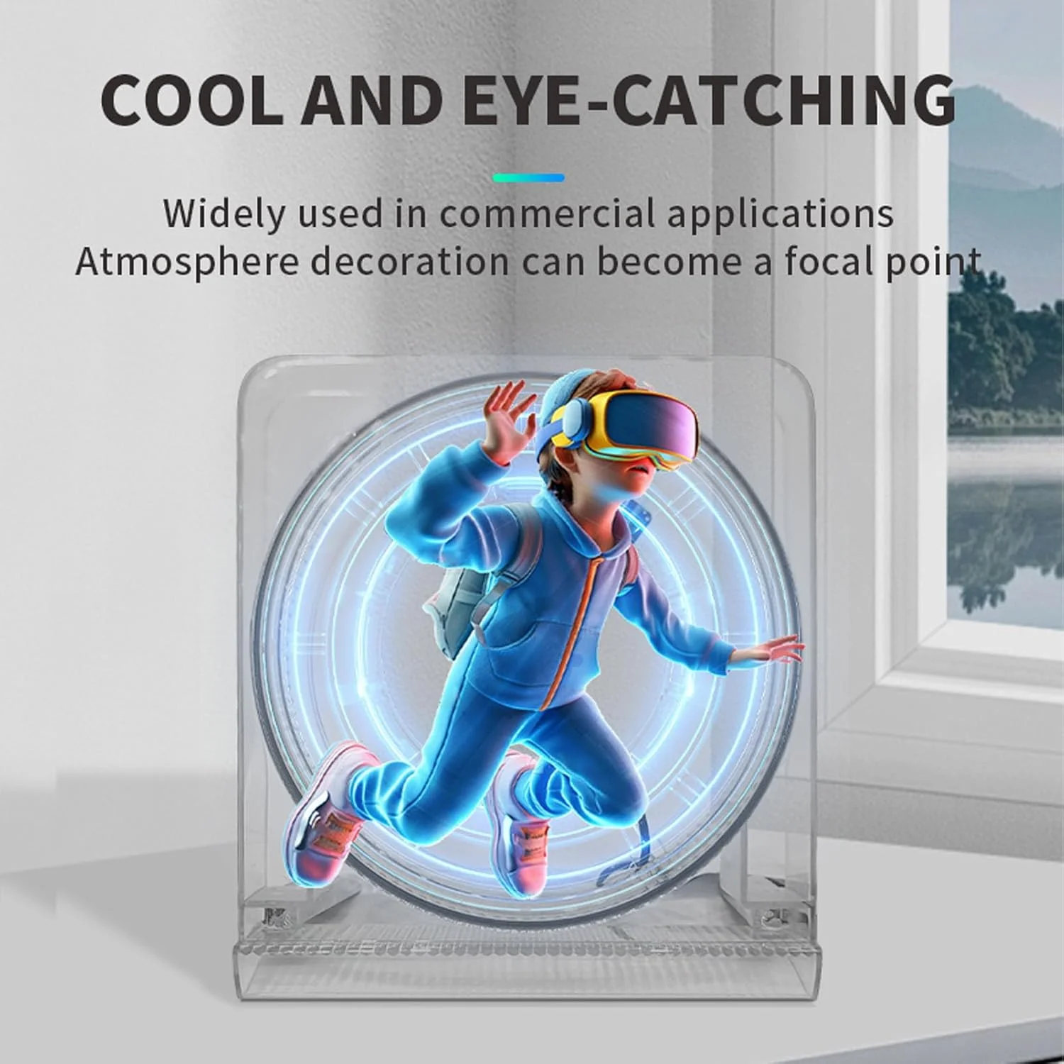 پروژکتور تبلیغاتی سه بعدی Luocute، فن هولوگرام سه بعدی 128 LED 2000x14، دستگاه تبلیغات هولوگرافی سه بعدی برای فروشگاه های تجاری، پشتیبانی از برنامه موبایل، کنترل PC