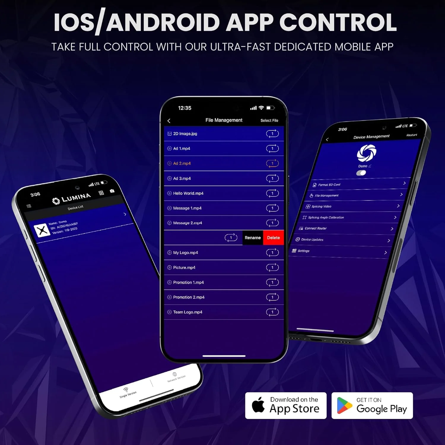 فن هولوگرافی سه بعدی لومینا 17 اینچ، فن هولوگرام با نمایشگر پروژکتور ویدئویی سه بعدی، کنترل برنامه IOS/Android Wi-Fi، رزولوشن HD 1600x384px، صدای بلوتوث، کتابخانه ویدیویی سه بعدی رایگان، MP4، MOV، AVI، JPEG، PNG فن هولوگرافی سه بعدی لومینا 17 اینچ، فن هولوگرام با نمایشگر پروژکتور ویدئویی سه بعدی، کنترل برنامه IOS/Android Wi-Fi، رزولوشن HD 1600x384px، صدای بلوتوث، کتابخانه ویدیویی سه بعدی رایگان، MP4، MOV، AVI، JPEG، PNG