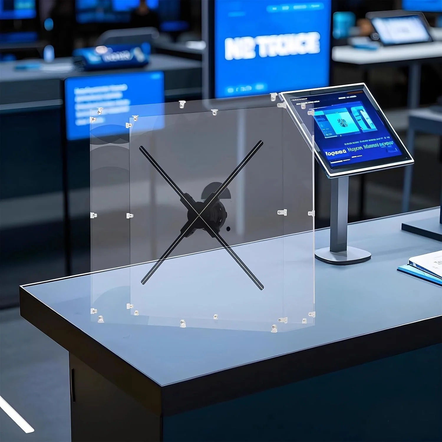 فن هولوگرام سه بعدی Missyou 25.6 اینچی، پروژکتور هولوگرام سه بعدی LED HD، نمایشگر تبلیغاتی درخت کریسمس هولوگرافی با ریموت، بلوتوث، اتصال، کتابخانه 1500+ ویدئویی برای تابلوهای فروشگاه تجاری، بار، مهمانی، هالووین