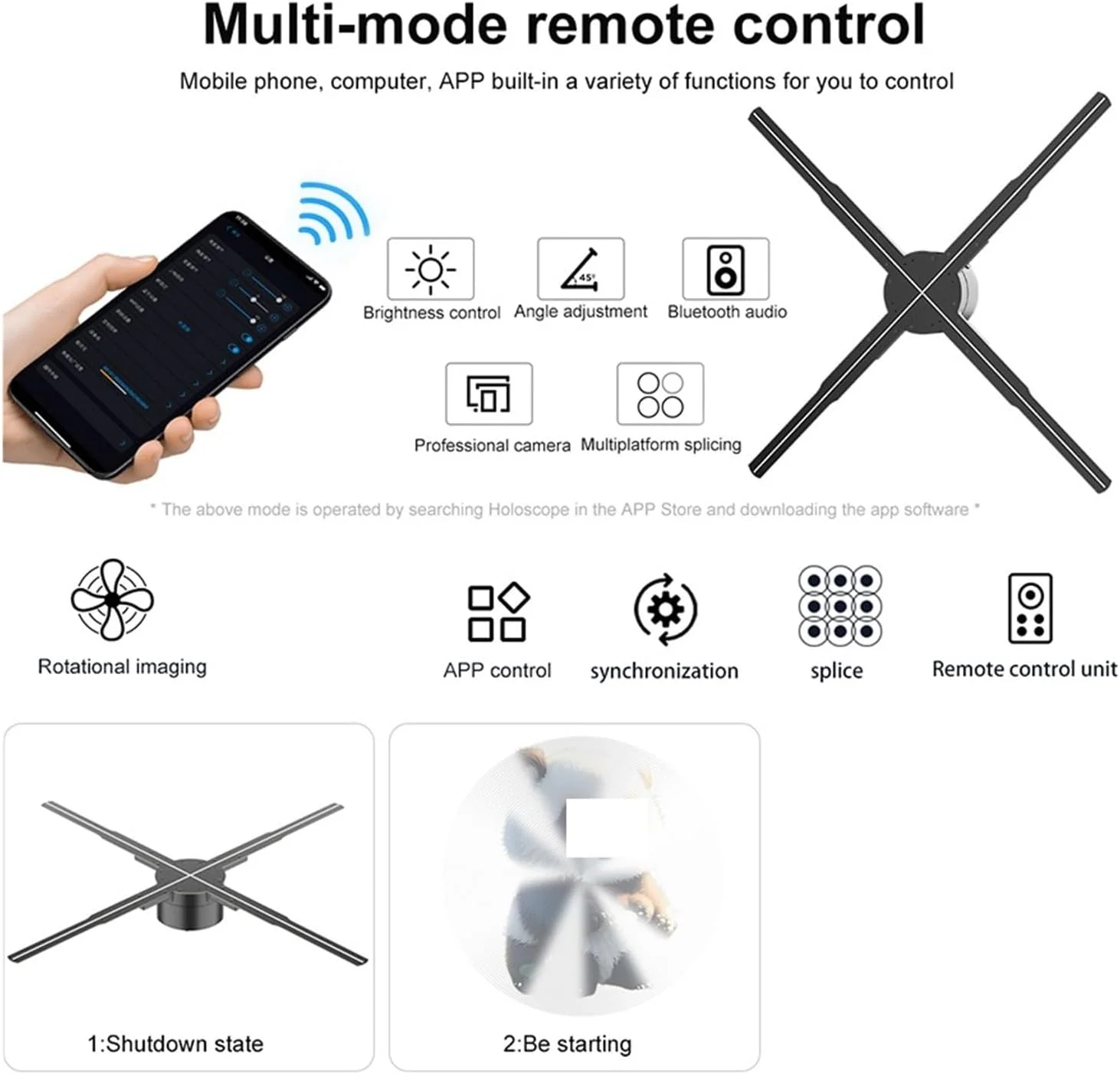 فن هولوگرافیک، صفحه نمایش فن هولوگرافیک 65 سانتی متری با 768 LED نئون HD با رزولوشن 2000 * 1536، پروژکتور سه بعدی HD با چشم غیر مسلح، نور تبلیغاتی پروژکتور ویدئویی