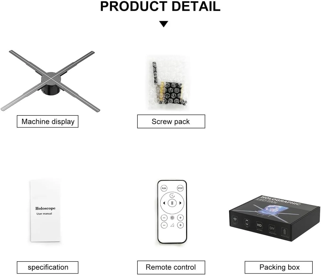 فن هولوگرافیک، صفحه نمایش فن هولوگرافیک 65 سانتی متری با 768 LED نئون HD با رزولوشن 2000 * 1536، پروژکتور سه بعدی HD با چشم غیر مسلح، نور تبلیغاتی پروژکتور ویدئویی