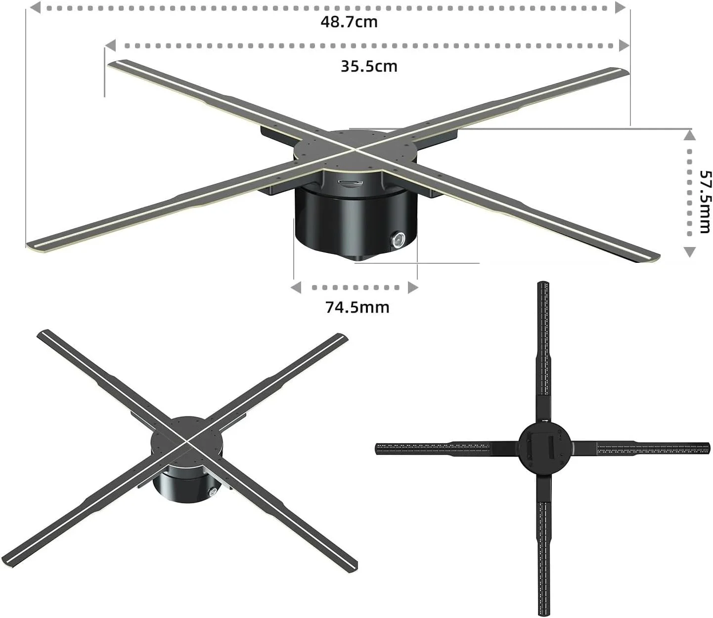 فن هولوگرافیک، 50 سانتی متر / 19.7 اینچ پروژکتور هولوگرافیک سه بعدی میله ای تزئینی برای رستوران، کریسمس، تعطیلات، صفحه نمایش فن، چراغ های LED هولوگرافیک تبلیغاتی، پروژکتور ویدئویی فن هولوگرافیک، 50 سانتی متر / 19.7 اینچ پروژکتور هولوگرافیک سه بعدی میله ای تزئینی برای رستوران، کریسمس، تعطیلات، صفحه نمایش فن، چراغ های LED هولوگرافیک تبلیغاتی، پروژکتور ویدئویی