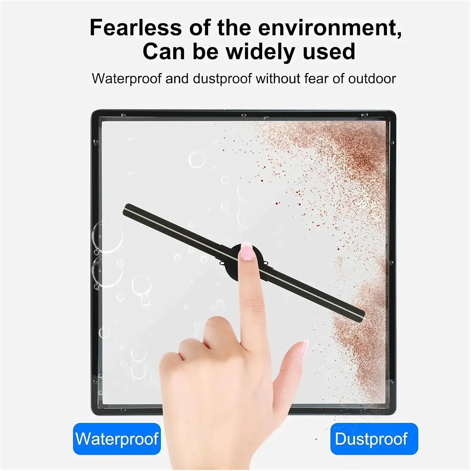 فن هولوگرافیک، پروژکتور هولوگرافیک سه بعدی 42 سانتی متری با پوشش محافظ مربع، فن سه بعدی LED، علامت پروژکتور هولوگرام، دستگاه نمایش تبلیغاتی، پروژکتور ویدئویی