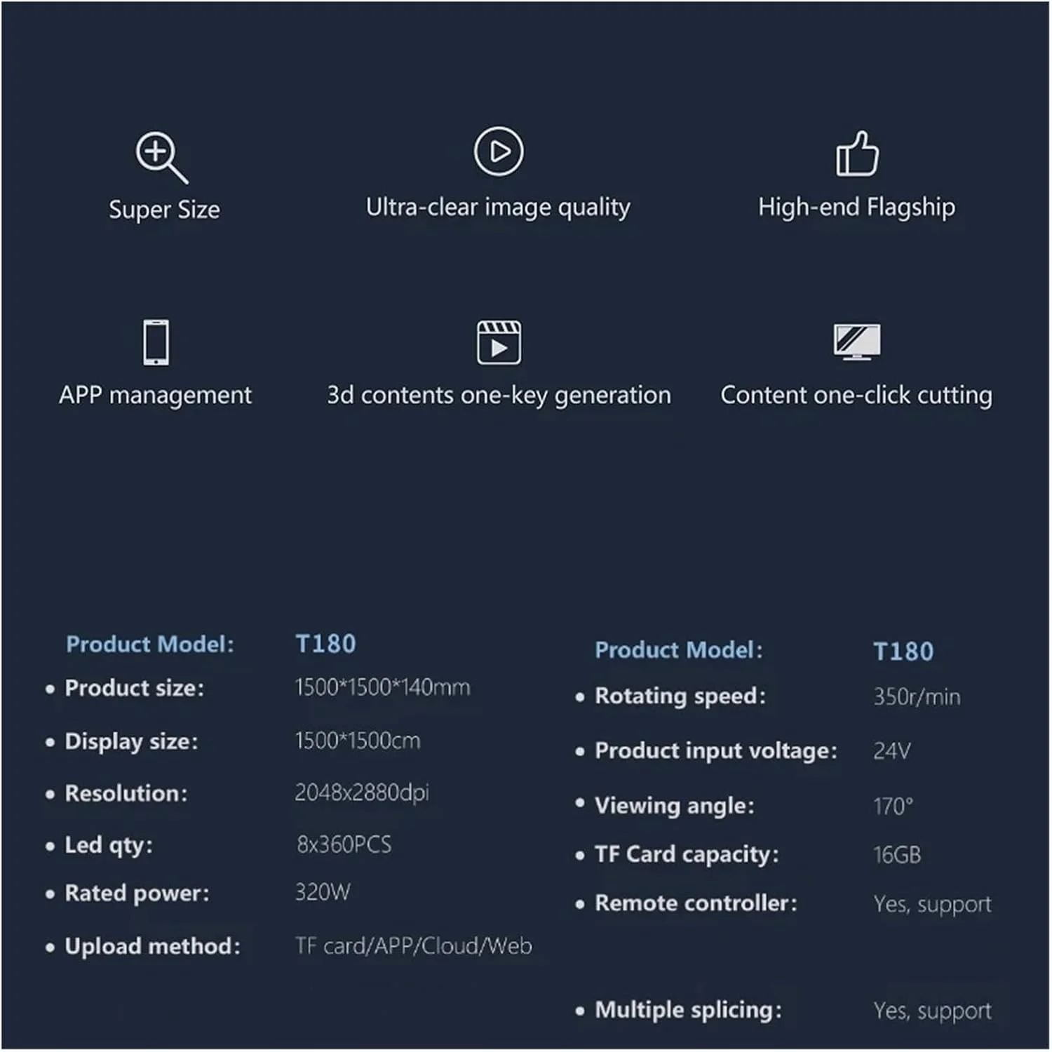فن هولوگرافیک، مدل T180، پروژکتور هولوگرام سه بعدی، پروژکتور وای فای دیواری، چراغ علامت، لامپ هولوگرافیک، پخش کننده تبلیغات، نمایشگر تجاری، پروژکتور ویدیویی ارتقا یافته فن هولوگرافیک، مدل T180، پروژکتور هولوگرام سه بعدی، پروژکتور وای فای دیواری، چراغ علامت، لامپ هولوگرافیک، پخش کننده تبلیغات، نمایشگر تجاری، پروژکتور ویدیویی ارتقا یافته