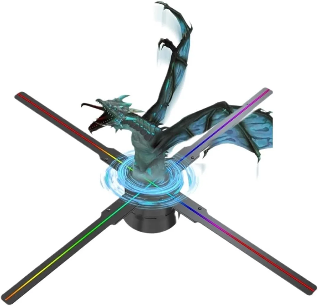 فن هولوگرام سه بعدی، پروژکتور هولوگرافی، مهره های LED حرفه ای HD، کارت TF و انتقال محتوا از طریق برنامه، برای ارائه های رویدادهای فروشگاهی