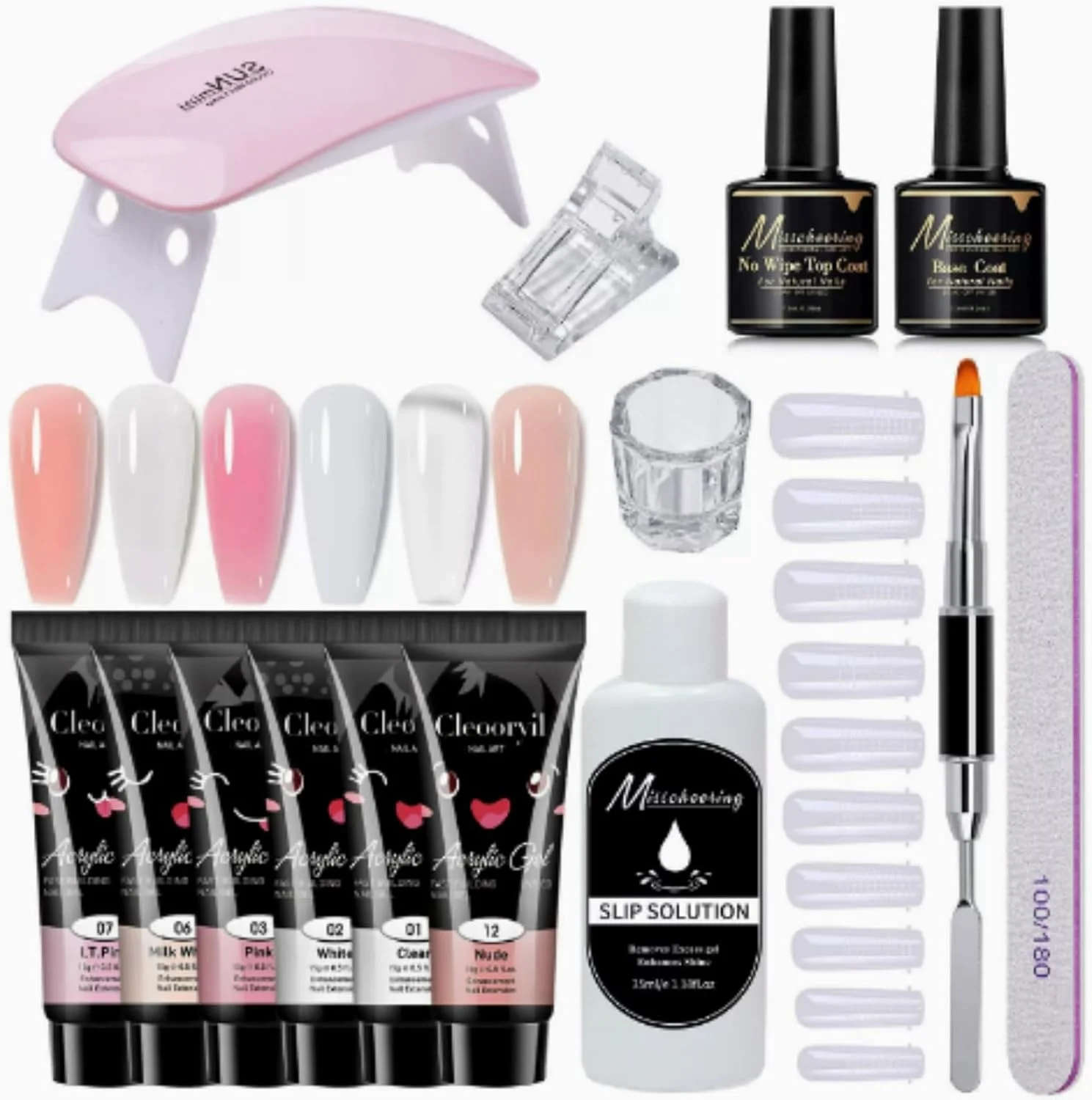 کیت اکستنشن ناخن پلی ژل Yelajoy با لامپ ناخن، 6 رنگ پلی ژل صورتی و سفید، شامل برس پلی و محلول لغزنده، کیت کامل مبتدی برای طراحی و اکستنشن ناخن کیت اکستنشن ناخن پلی ژل Yelajoy با لامپ ناخن، 6 رنگ پلی ژل صورتی و سفید، شامل برس پلی و محلول لغزنده، کیت کامل مبتدی برای طراحی و اکستنشن ناخن