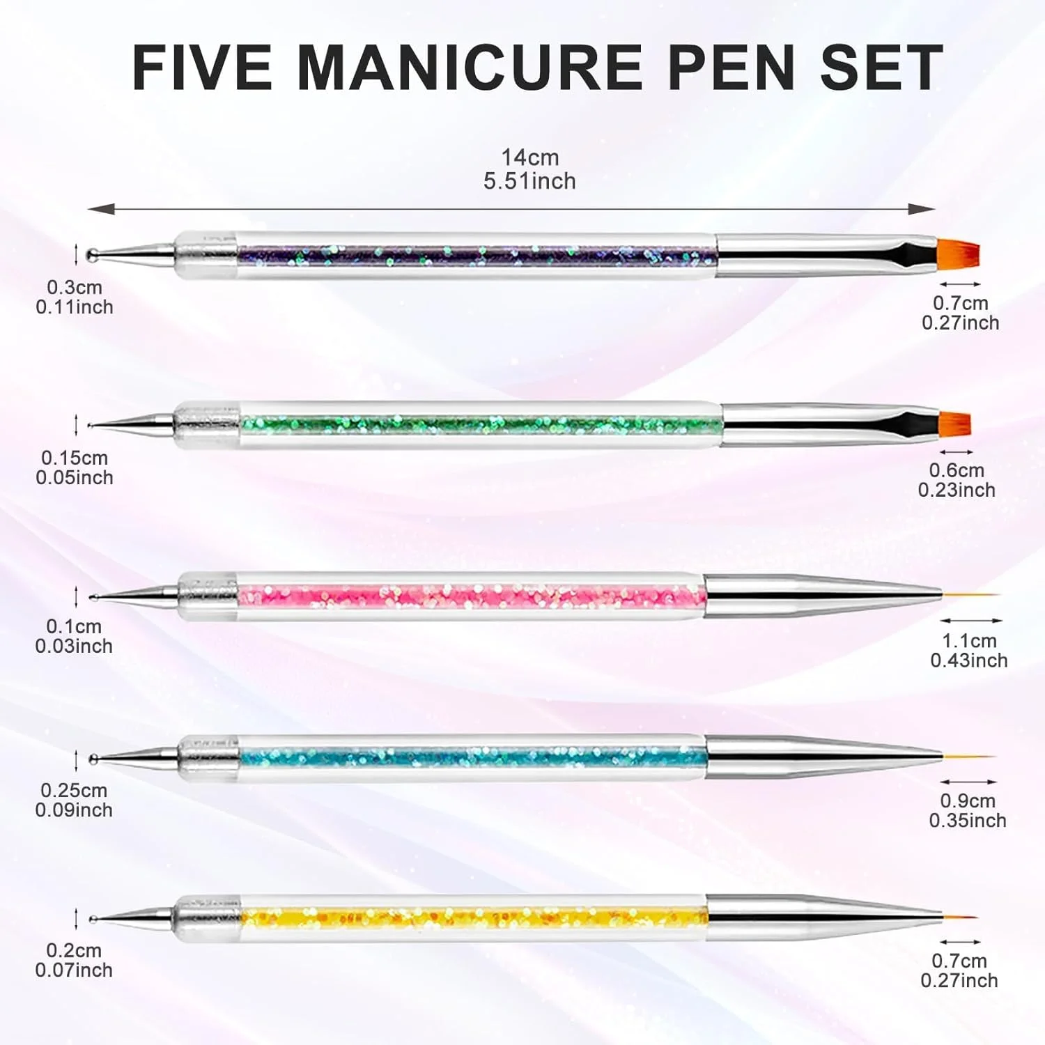 ست قلم موی ناخن 5 تکه Wosyoodo، ابزار نقطه گذاری طراحی ناخن، قلم موی طراحی ناخن، قلم موی ژل اکستنشن ناخن، قلم هنری ناخن اکریلیک دو طرفه حرفه ای برای نقطه گذاری، طراحی هنری ناخن با نقاشی ظریف ست قلم موی ناخن 5 تکه Wosyoodo، ابزار نقطه گذاری طراحی ناخن، قلم موی طراحی ناخن، قلم موی ژل اکستنشن ناخن، قلم هنری ناخن اکریلیک دو طرفه حرفه ای برای نقطه گذاری، طراحی هنری ناخن با نقاشی ظریف