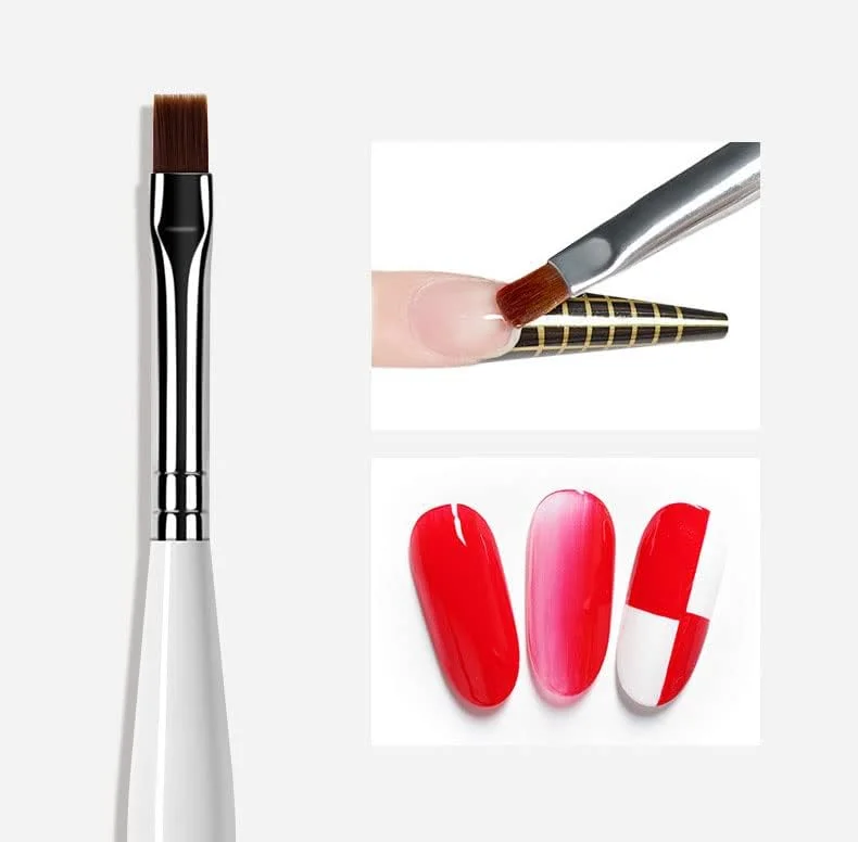 قلم طراحی ناخن زالاتی، 3 عدد قلم طراحی ناخن با نوک تخت نایلونی و نگهدارنده فلزی برای اکستنشن ناخن با ژل UV و آرایش