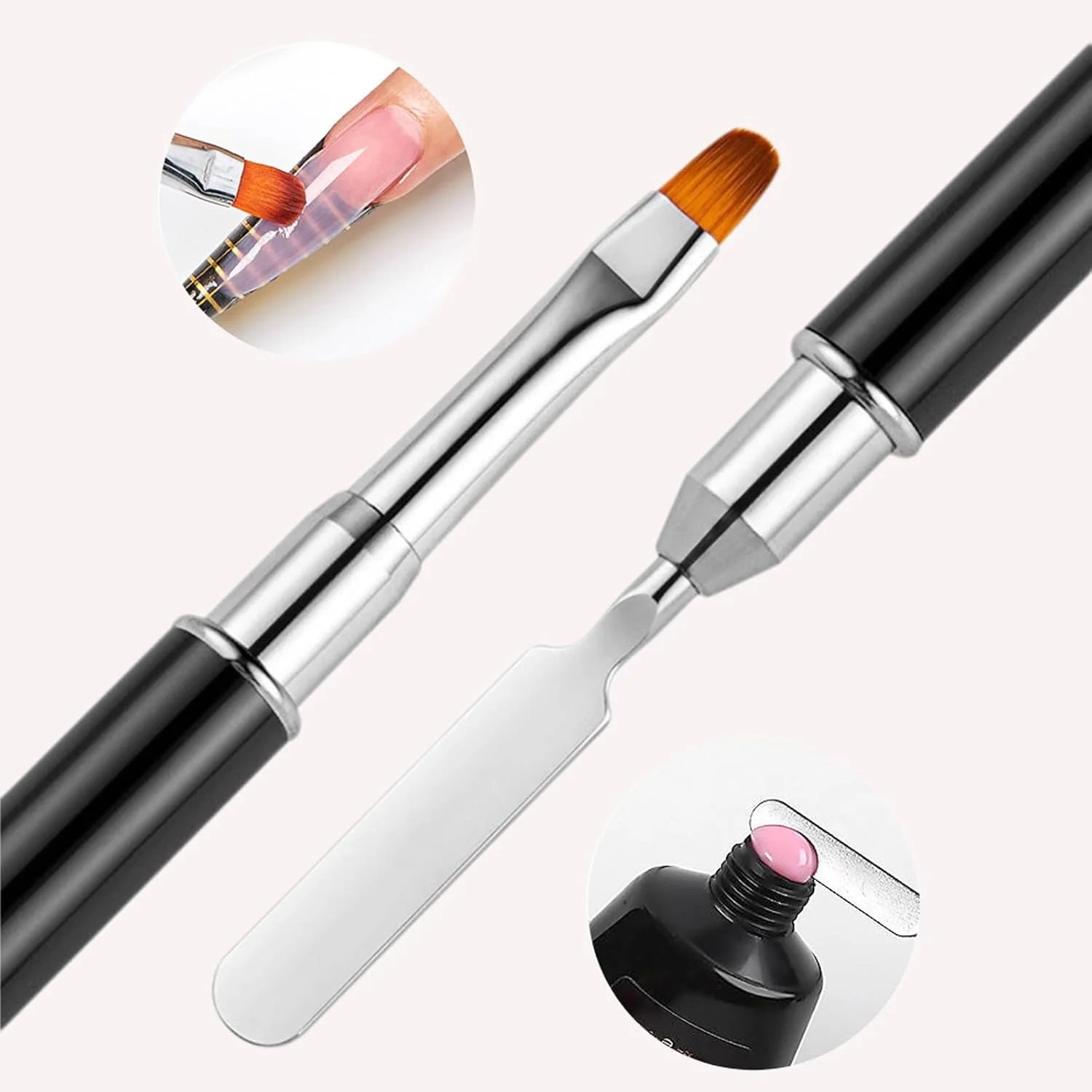 ست قلمو طراحی ناخن، 8 عدد قلمو دو طرفه اکریلیک و ابزار قلم مو انتخابگر برای طراحی ناخن با اکستنشن ناخن های اکریلیک ژل پلی ژل، قلموهای لاینر ظریف و قلم نقطه گذاری (6، 7، 8، 9، 11 میلی متر)