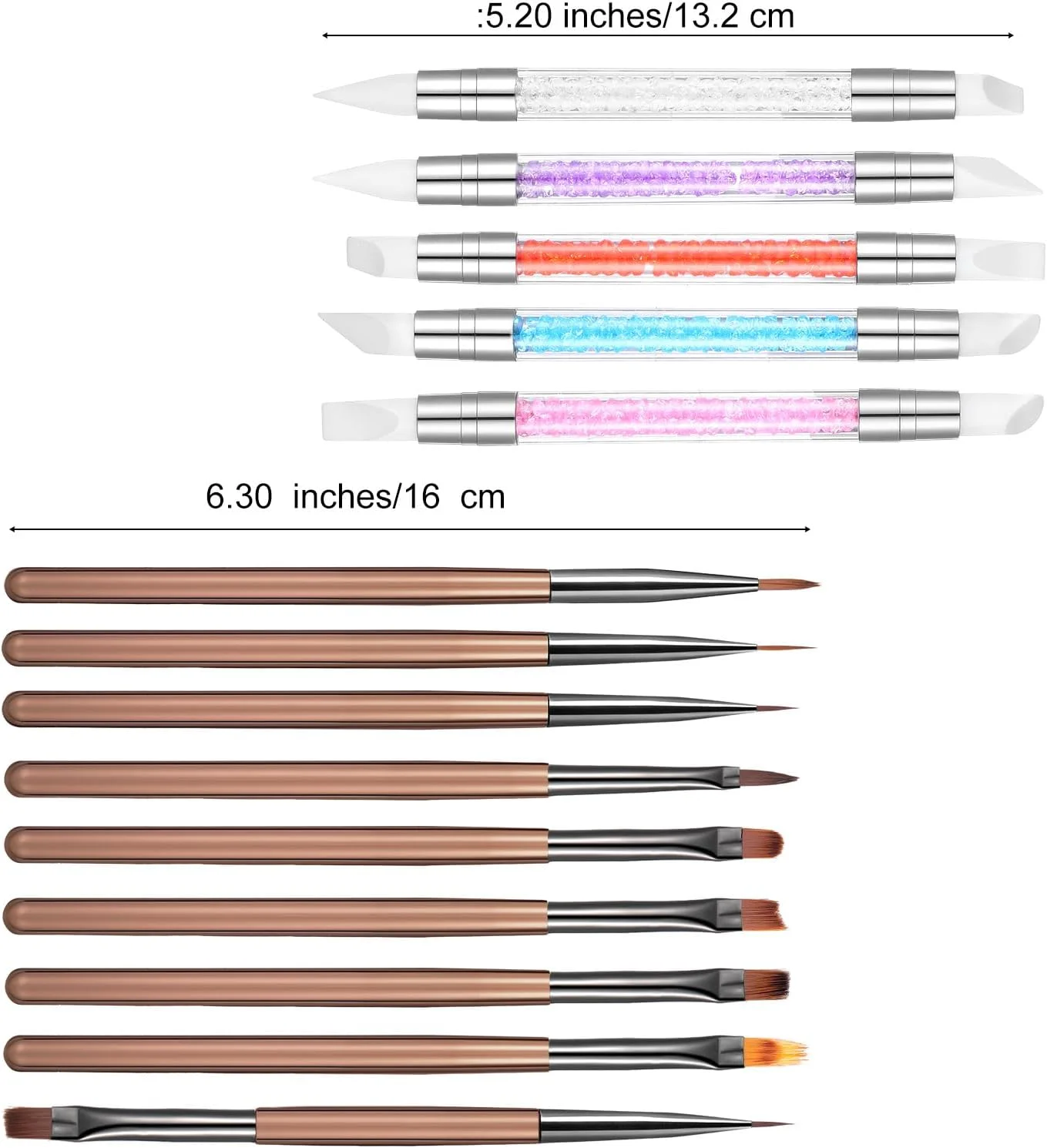 ست ۱۴ عددی قلم مو طراحی ناخن YBEATY، قلم موی طراحی ناخن، قلم موی اکریلیک، قلم موی دو طرفه طراحی ناخن، قلم موی ژل اکستنشن، قلم نقطه گذاری، مناسب سالن و استفاده خانگی