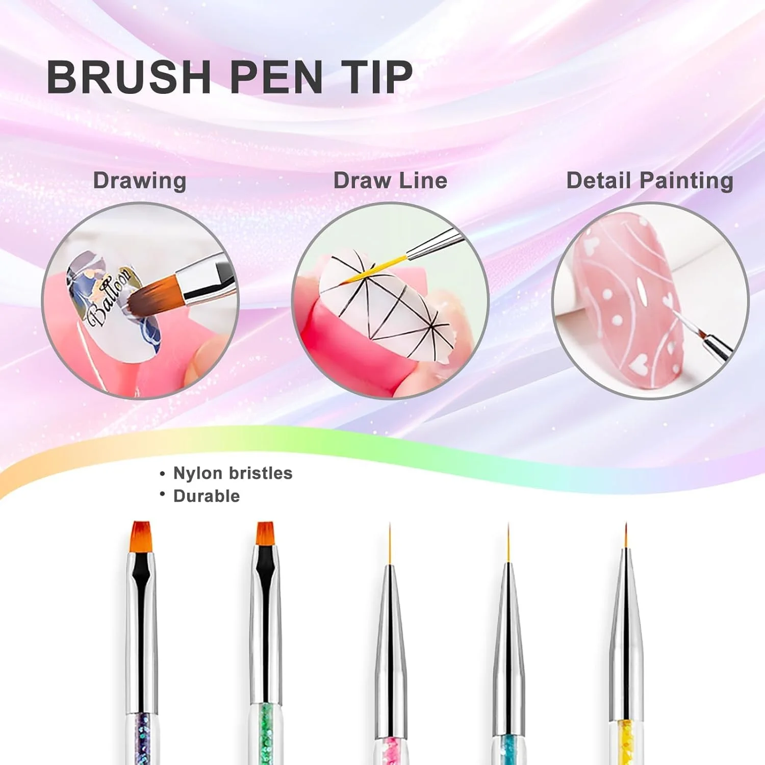 ست قلم موی ناخن 5 تکه Wosyoodo، ابزار نقطه گذاری طراحی ناخن، قلم موی طراحی ناخن، قلم موی ژل اکستنشن ناخن، قلم هنری ناخن اکریلیک دو طرفه حرفه ای برای نقطه گذاری، طراحی هنری ناخن با نقاشی ظریف ست قلم موی ناخن 5 تکه Wosyoodo، ابزار نقطه گذاری طراحی ناخن، قلم موی طراحی ناخن، قلم موی ژل اکستنشن ناخن، قلم هنری ناخن اکریلیک دو طرفه حرفه ای برای نقطه گذاری، طراحی هنری ناخن با نقاشی ظریف