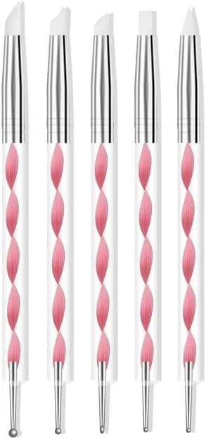 ست قلم موی طراحی ناخن ZEOHBETY، 20 عدد ابزار طراحی ناخن، قلم حکاکی سیلیکونی اکریلیک، قلم نقطه گذاری، قلم موی خطی ظریف ناخن، قلم موی ژل اکستنشن، قلم موی لاک، قلم موی بیلدر، صورتی و صورتی
