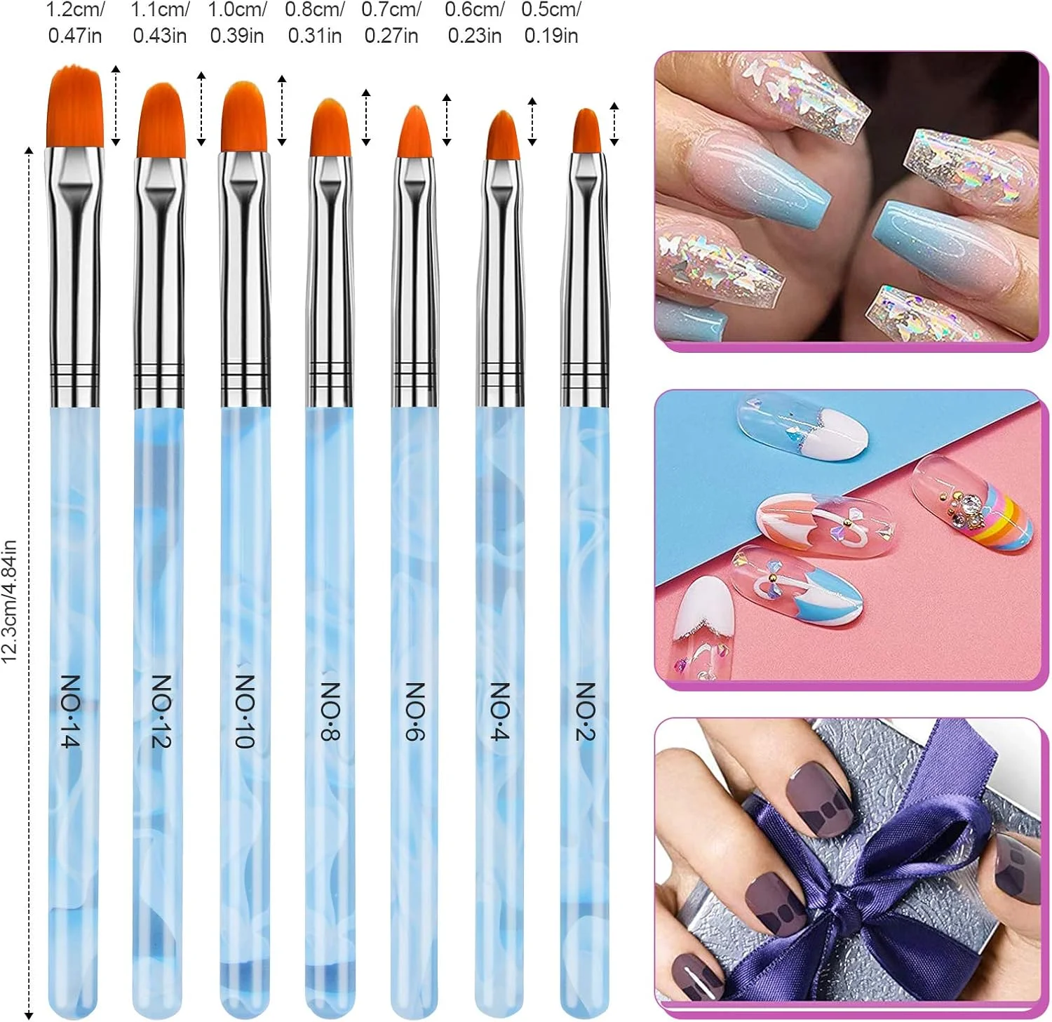 مجموعه 19 عددی قلم موی کاشت ناخن اکریلیک TOROKOM، ست قلم موی ژل UV، قلم موی طراحی ناخن، قلم موی طراحی سه بعدی ناخن، قلم نقطه گذاری ناخن، قلم موی ژل پولی اکستنشن، برس های پاک کننده گرد و غبار طراحی ناخن (آبی)