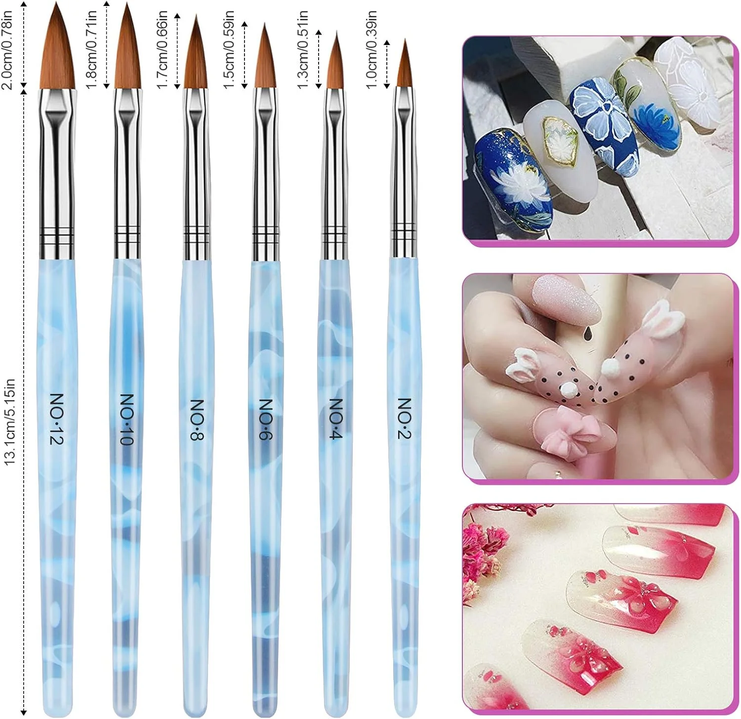 مجموعه 19 عددی قلم موی کاشت ناخن اکریلیک TOROKOM، ست قلم موی ژل UV، قلم موی طراحی ناخن، قلم موی طراحی سه بعدی ناخن، قلم نقطه گذاری ناخن، قلم موی ژل پولی اکستنشن، برس های پاک کننده گرد و غبار طراحی ناخن (آبی)