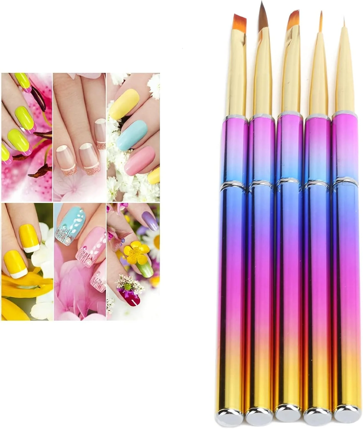 ست 5 عددی قلم طراحی ناخن، قلم طراحی ناخن لاک ژل، ابزار طراحی ناخن با قلم ژل اکستنشن ناخن، قلم ژل بیلدر برای سالن، مانیکور خانگی