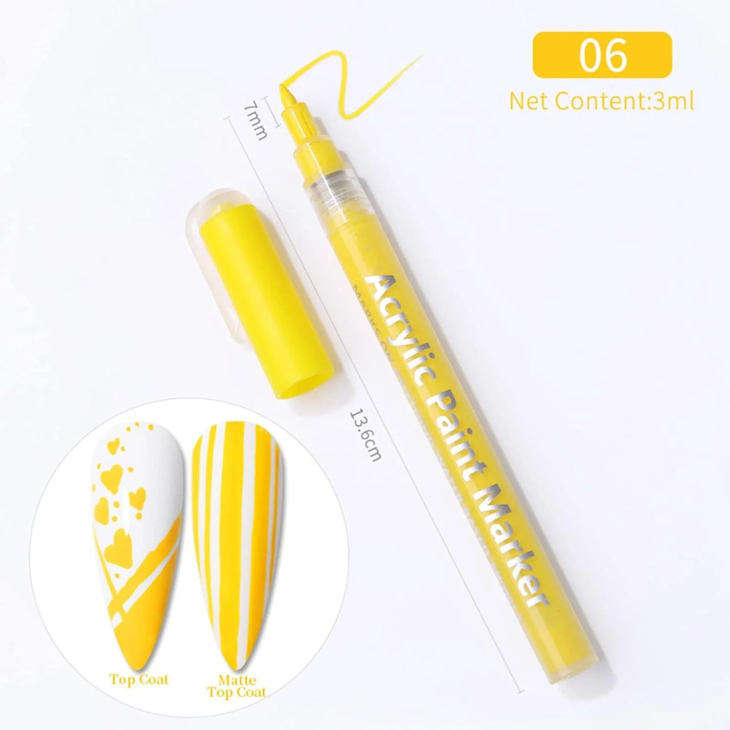 قلم طراحی ناخن، قلم لاینر طراحی، قلم ژل اکستنشن ناخن، زرد کاربردی