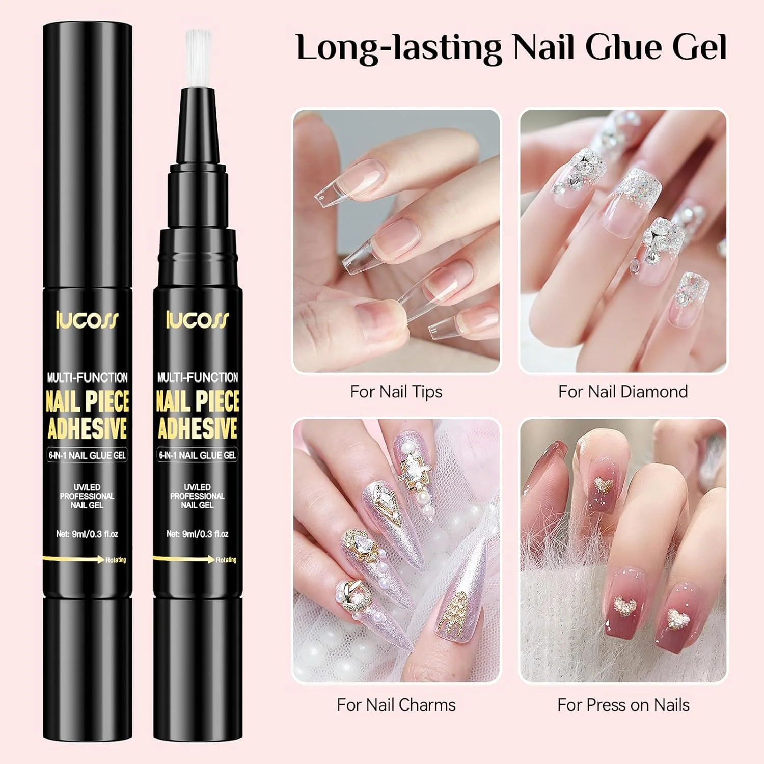 ست چسب ژل ناخن 2 عددی، قلم چسب ژل ناخن چند منظوره برای کاشت ناخن اکریلیک، نیاز به خشک شدن با UV/LED