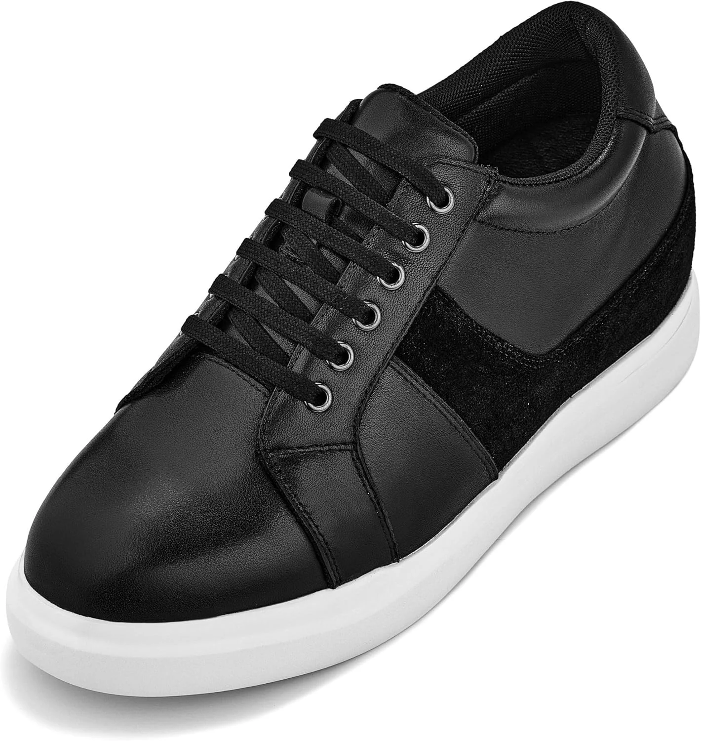 کفش‌های افزایش قد نامرئی مردانه CALTO - کفش‌های کتانی چرمی سبک و بنددار - افزایش قد 7.6 سانتی‌متر