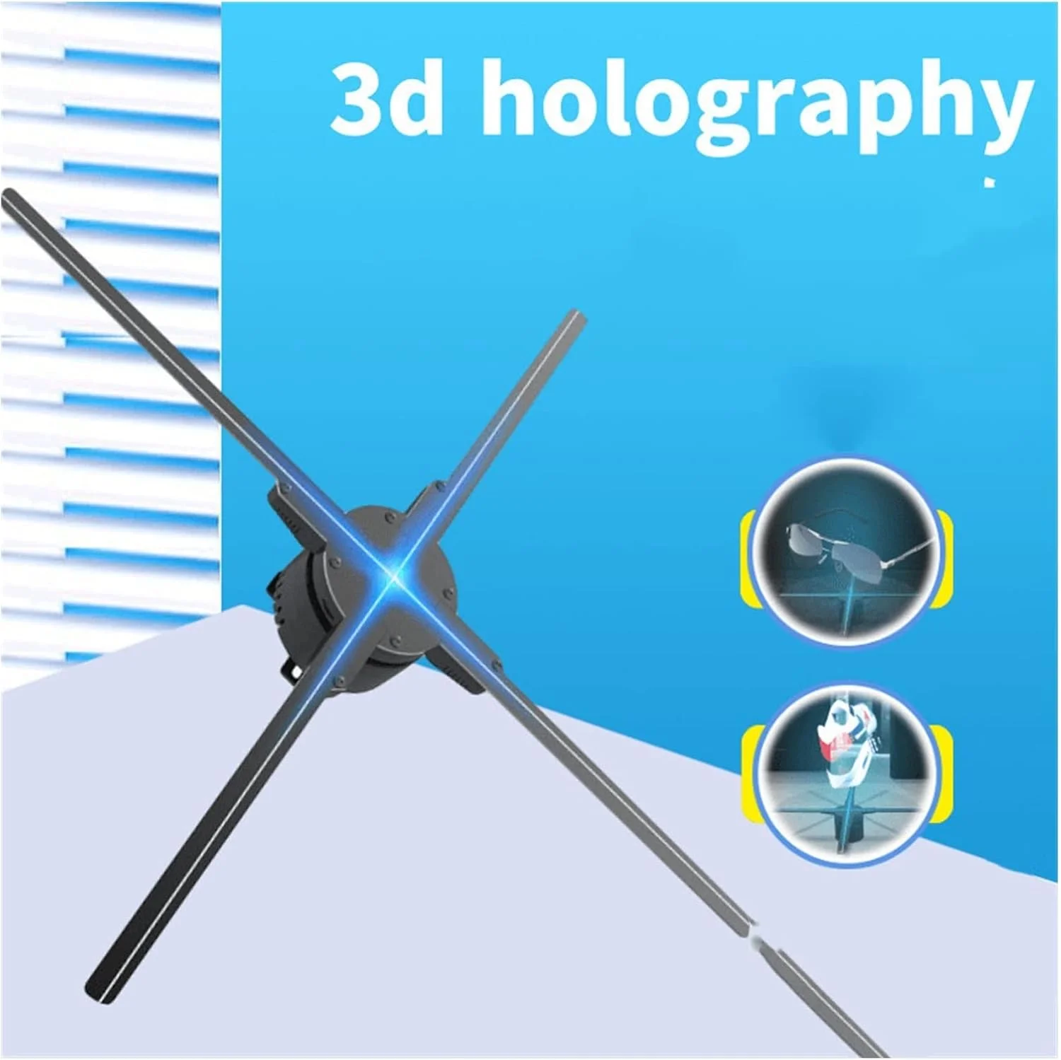پروژکتور سه بعدی چشم غیر مسلح PEHUB، تصویربرداری استریو، آویز معلق چرخشی پویا، لامپ ال ای دی، صفحه نمایش فن، دستگاه تبلیغاتی آویز دیواری برای تبلیغات