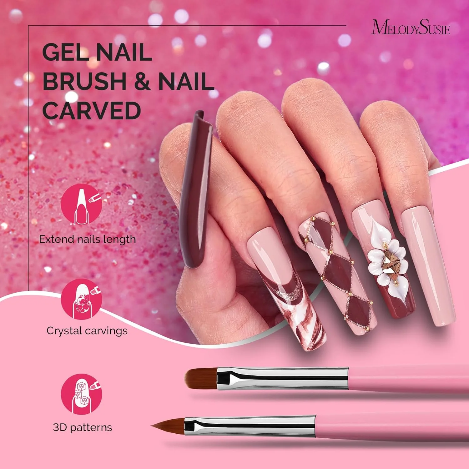 ست قلم موی طراحی ناخن MelodySusie، 6 عدد قلم طراحی ناخن با قلم موی ژل اکستنشن، قلم موی لاک، قلم موی بیلدر، قلم موی لاینر، قلم موی حکاکی و قلم نقطه گذاری برای استفاده در منزل و سالن ست قلم موی طراحی ناخن MelodySusie، 6 عدد قلم طراحی ناخن با قلم موی ژل اکستنشن، قلم موی لاک، قلم موی بیلدر، قلم موی لاینر، قلم موی حکاکی و قلم نقطه گذاری برای استفاده در منزل و سالن
