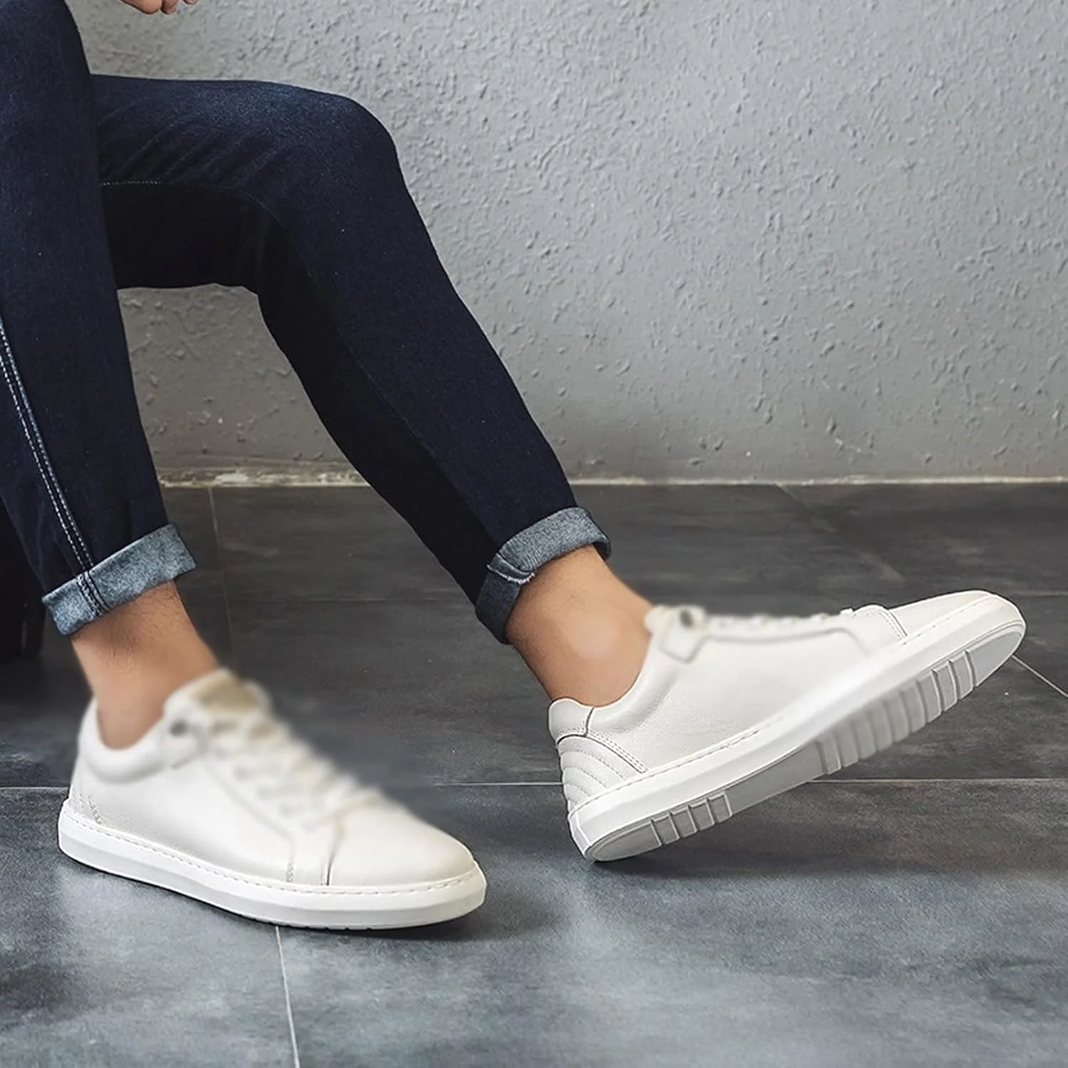 کفش مردانه BUYUP، کفش های غیر رسمی مردانه، کفش های کتانی مد روز آکسفورد، کفش های چرمی کلاسیک مردانه بند دار و ضد لغزش (رنگ: Hortel، سایز: 8-US)