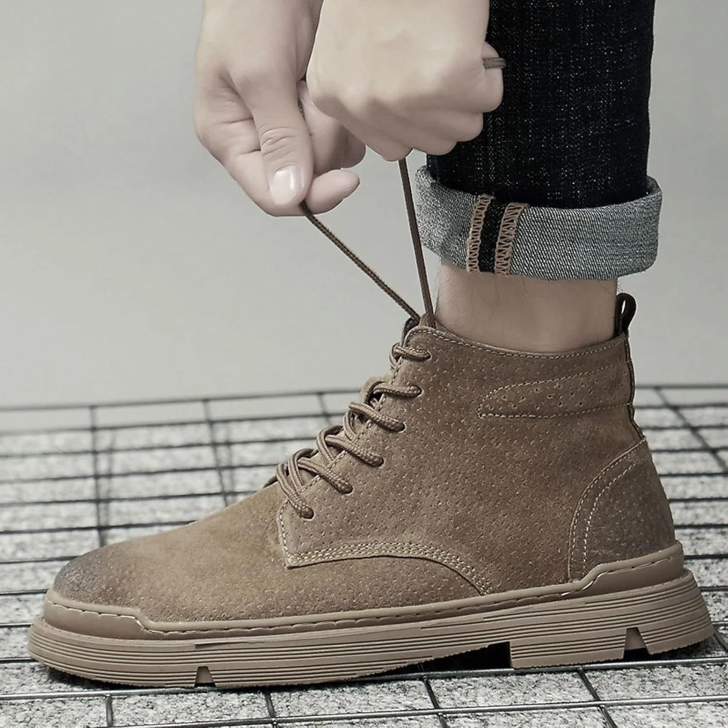 کفش مردانه BUYUP، کفش های زمستانی مردانه، بوت های غیر رسمی مد پاییز و زمستان، کفش های کتانی مردانه چرمی کلاسیک بند دار (رنگ: خاکستری، سایز: 7.5-US) کفش مردانه BUYUP، کفش های زمستانی مردانه، بوت های غیر رسمی مد پاییز و زمستان، کفش های کتانی مردانه چرمی کلاسیک بند دار (رنگ: خاکستری، سایز: 7.5-US)