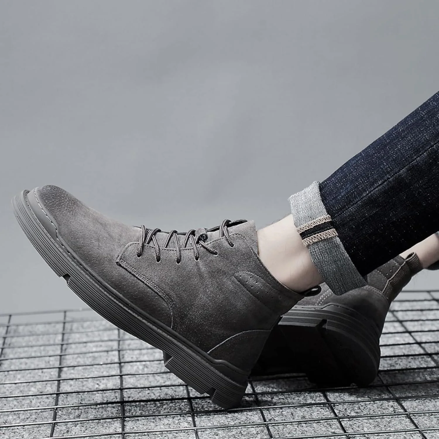 کفش مردانه BUYUP، کفش های زمستانی مردانه، بوت های غیر رسمی مد پاییز و زمستان، کفش های کتانی مردانه چرمی کلاسیک بند دار (رنگ: خاکستری، سایز: 7.5-US) کفش مردانه BUYUP، کفش های زمستانی مردانه، بوت های غیر رسمی مد پاییز و زمستان، کفش های کتانی مردانه چرمی کلاسیک بند دار (رنگ: خاکستری، سایز: 7.5-US)