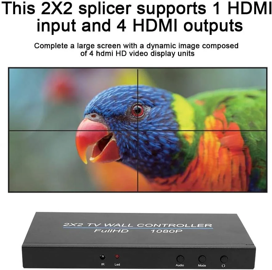 کنترلر دیوار ویدئویی LED Bewinner1، پردازشگر تصویر ویدئویی 2X2 HDMI، اتصال صفحه نمایش 1080P، ورودی HDMI1.3، پشتیبانی از خروجی 4 HDMI برای اتصال 2X1/3X1/4X1/2X2 کنترلر دیوار ویدئویی LED Bewinner1، پردازشگر تصویر ویدئویی 2X2 HDMI، اتصال صفحه نمایش 1080P، ورودی HDMI1.3، پشتیبانی از خروجی 4 HDMI برای اتصال 2X1/3X1/4X1/2X2