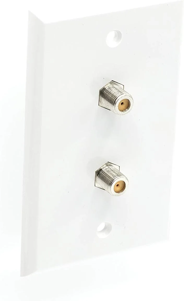 دکمه دیواری ویدیویی سفید رنگ THE CIMPLE CO برای صفحه دیواری کواکسیال نوع F دوقلو (کابل کواکسیال دوتایی) - دو کوپلر 3 گیگاهرتزی تایید شده برای Comcast DIRECTV Dish Network و آنتن ها (بسته 4 عددی)